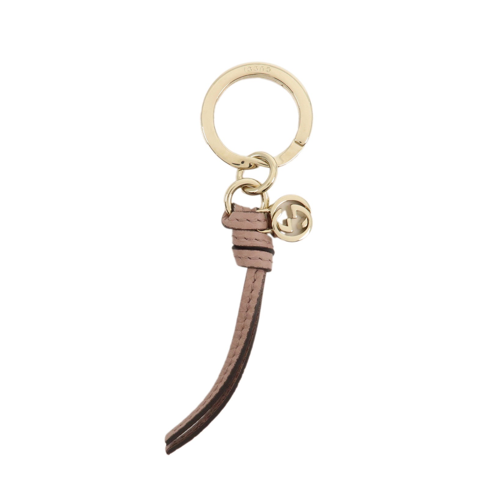 GUCCI Interlocking G Leather Bag Charm Key Chain Pink 324403