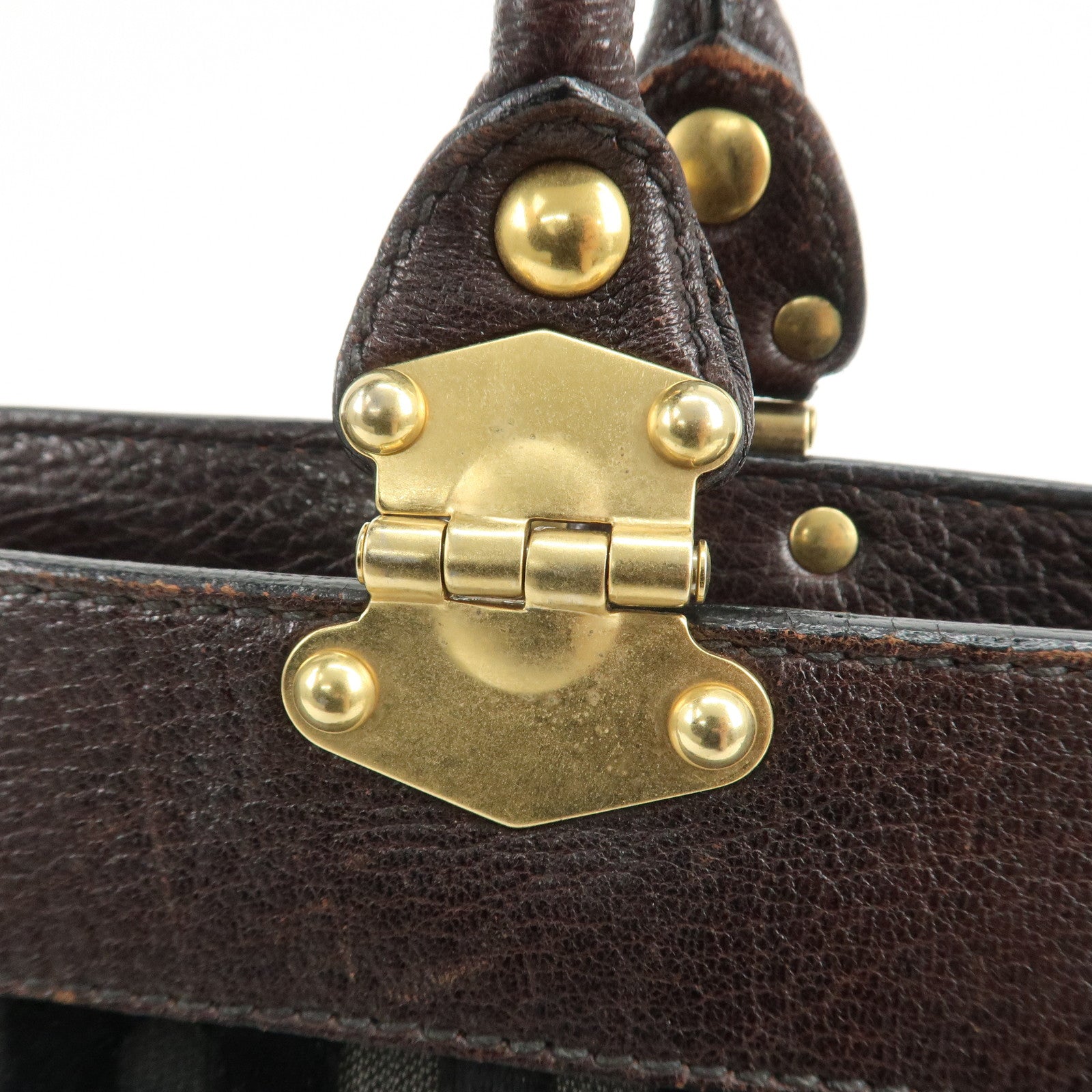 MIU MIU Logo Velour Leather Shoulder Bag Black Brown