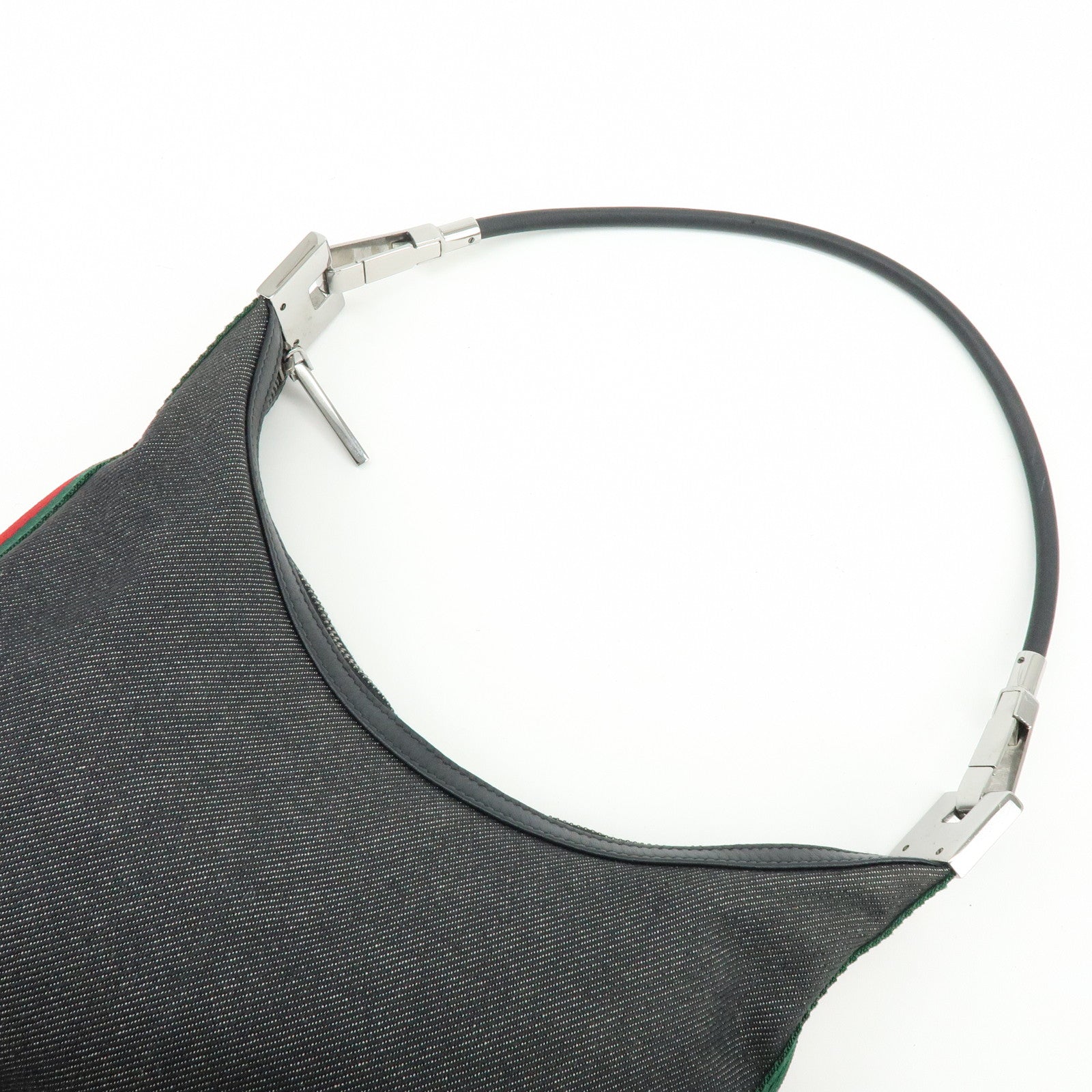 GUCCI Sherry Denim Leather Shoulder Bag Hand Bag Navy 01233