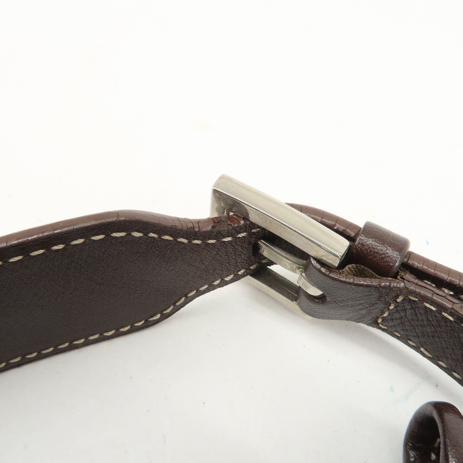 LOEWE Anagram Canvas Leather Shoulder Bag Hand Bag Denim Brown