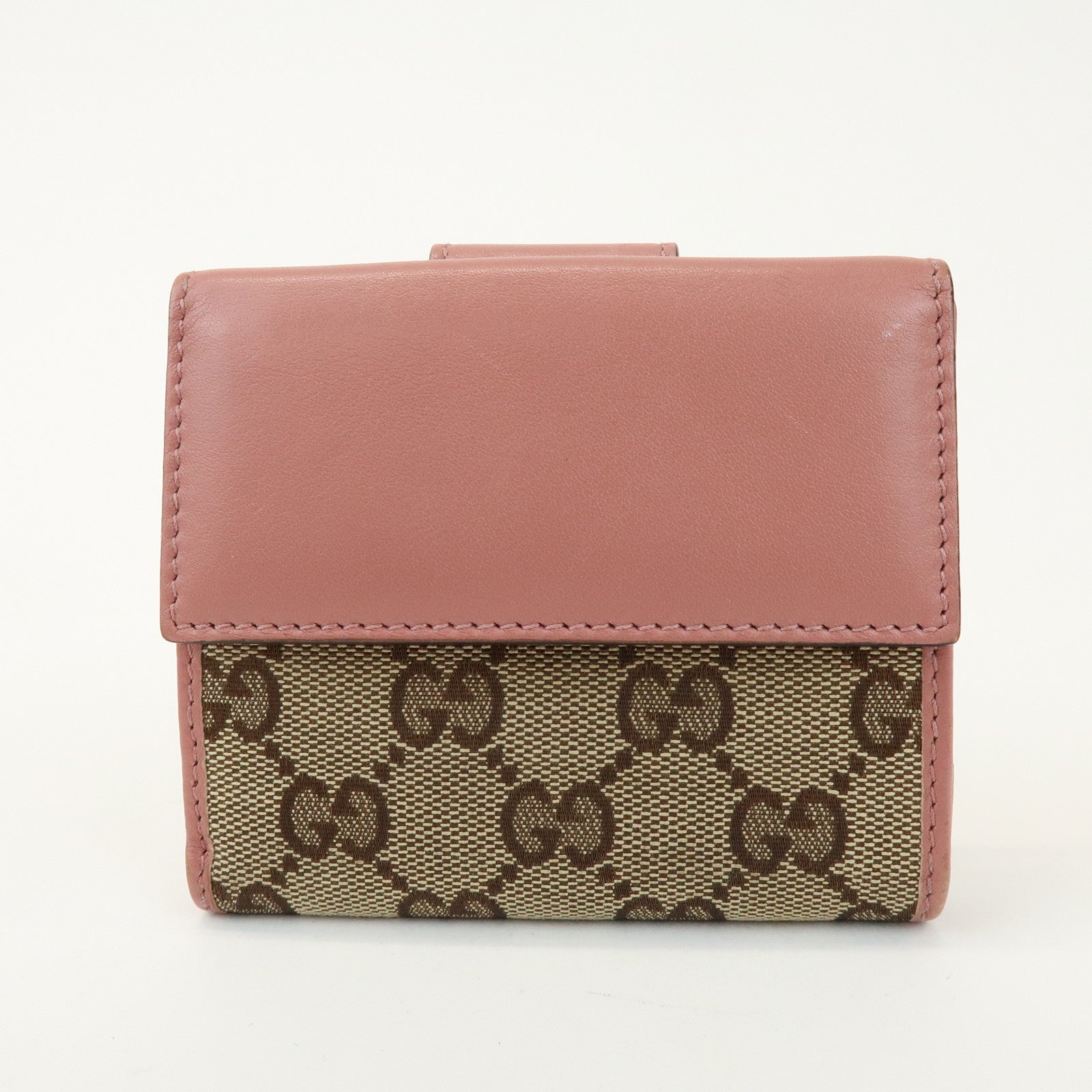 GUCCI Lovely Heart GG Monogram Canvas Leather Compact Wallet 203548