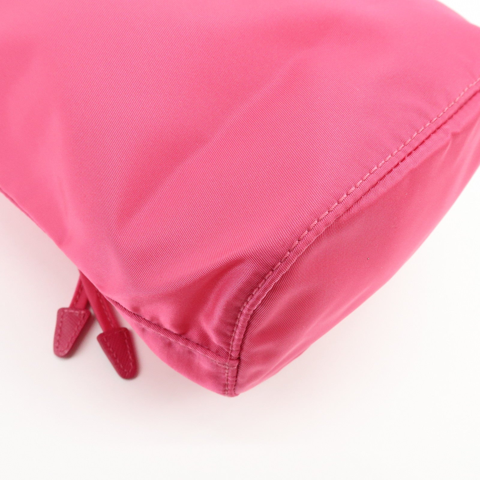 PRADA Triangle Logo Nylon Leather Drawstring Pouch Pink 1N0369