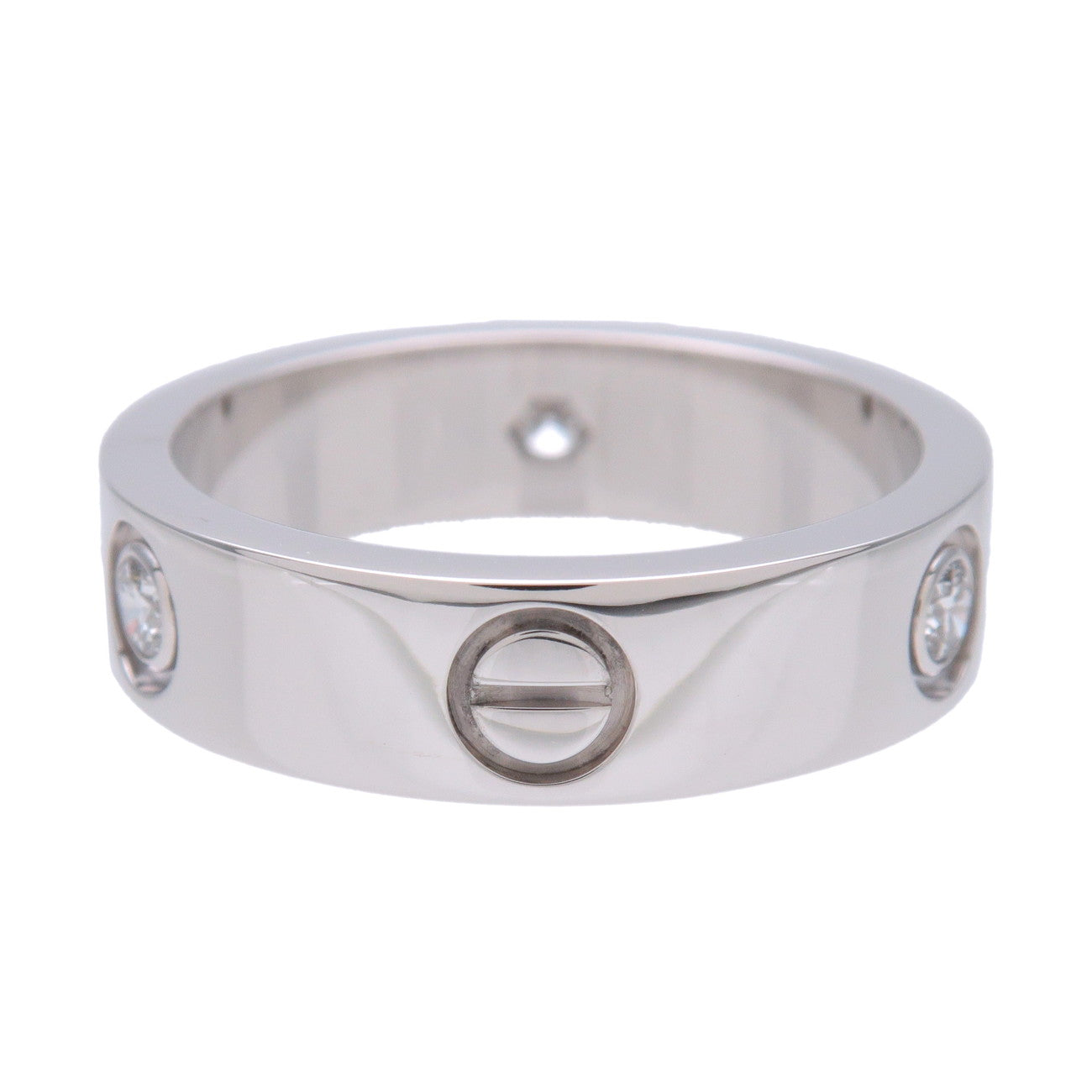 Cartier Love Ring Half Diamond 3P K18WG 750WG White Gold #58 US8.5