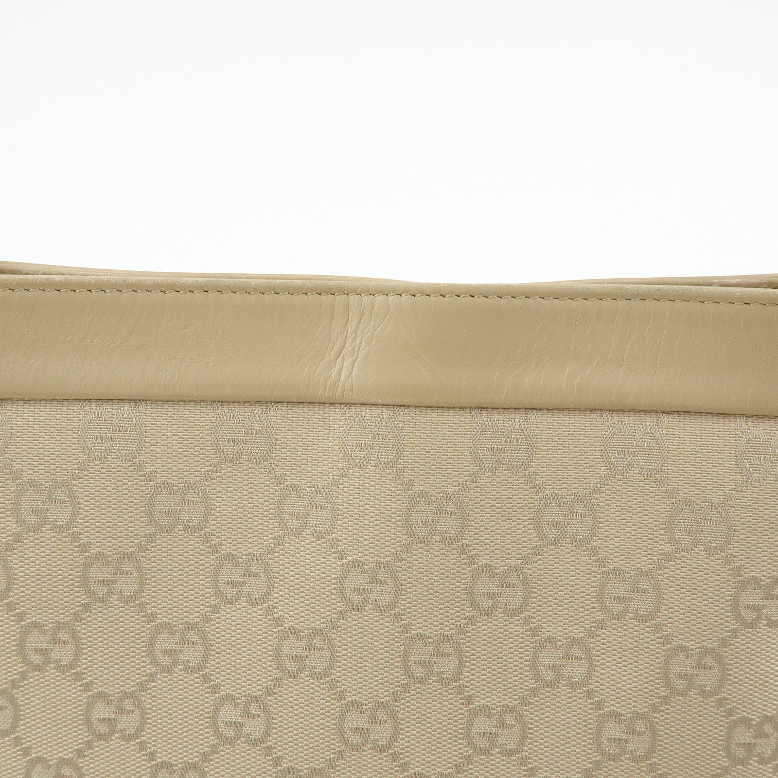 GUCCI GG Canvas Leather Shoulder Bag Hand Bag Beige 33900