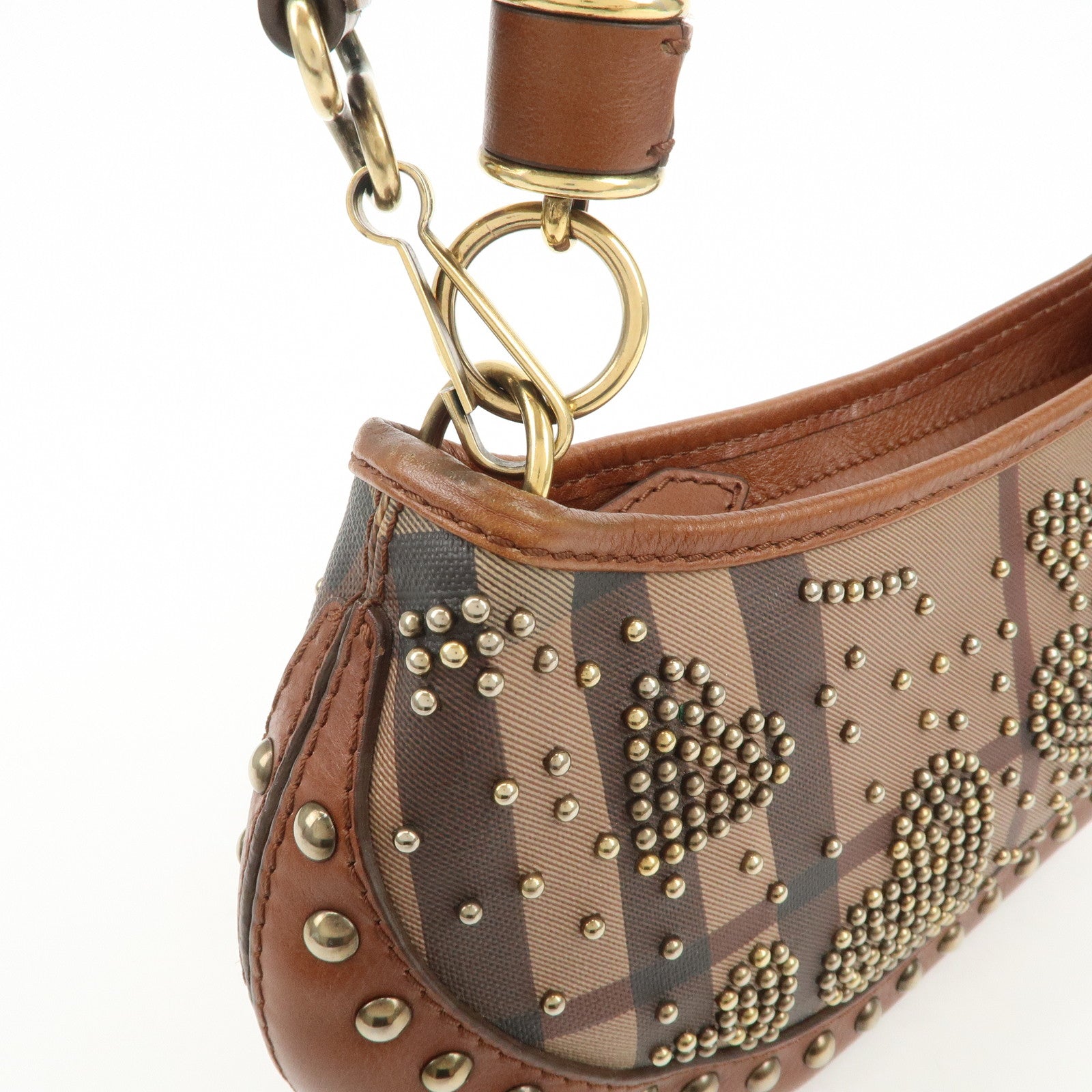BURBERRY Heart Studs PVC Leather 2Way Bag Shoulder Hand Bag Brown