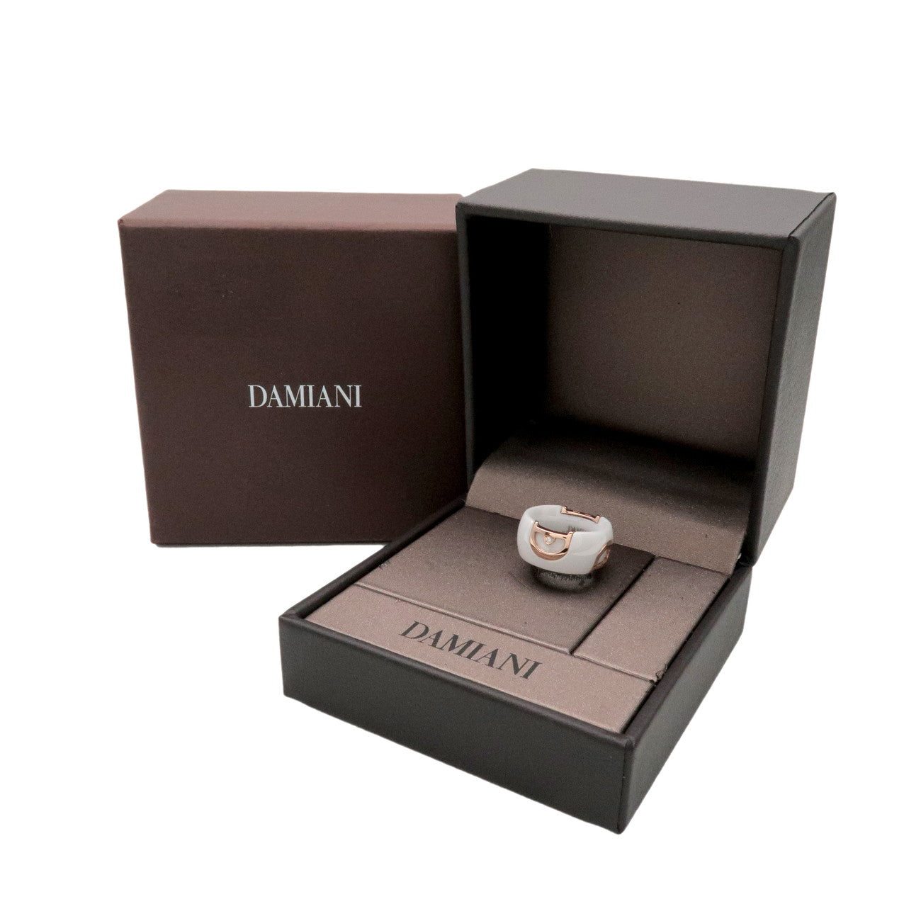 DAMIANI D.Icon Ceramic Diamond K18 750PG Ring White Rose Gold US6.5