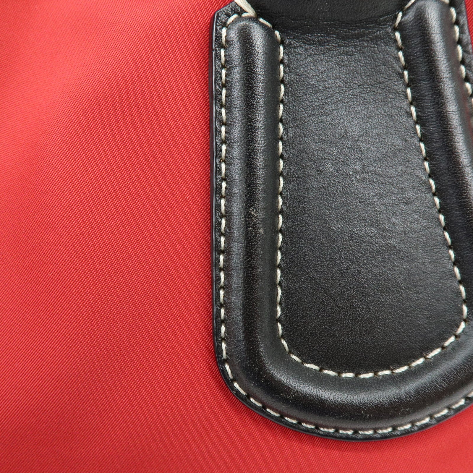 BURBERRY Blue Label Nova Plaid Nylon Leather Tote Bag Red Black