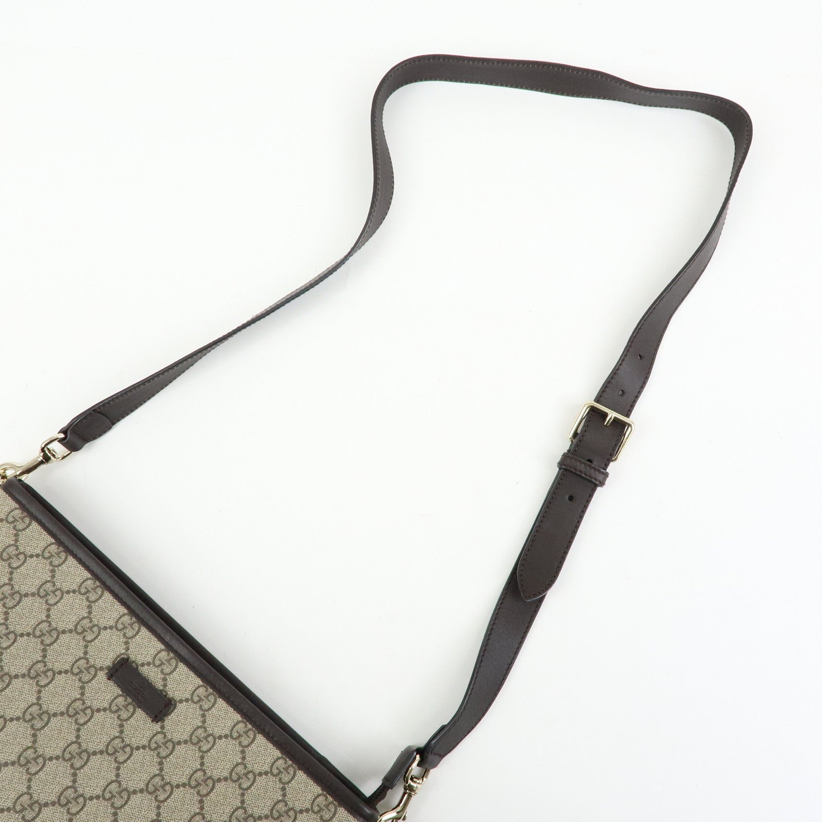 GUCCI GG Supreme Leather Shoulder Bag Beige Brown 388924