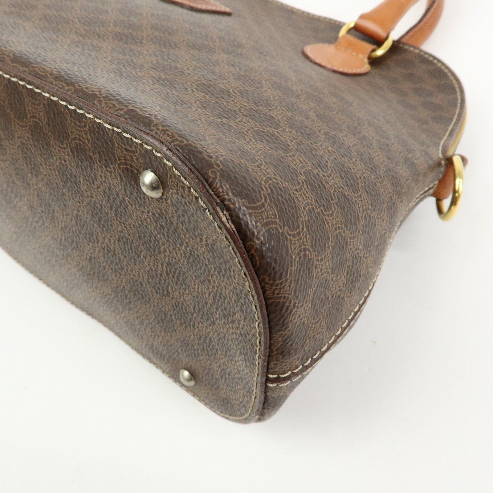 CELINE Macadam Leather 2WAY Bag Hand Bag Shoulder Bag Brown