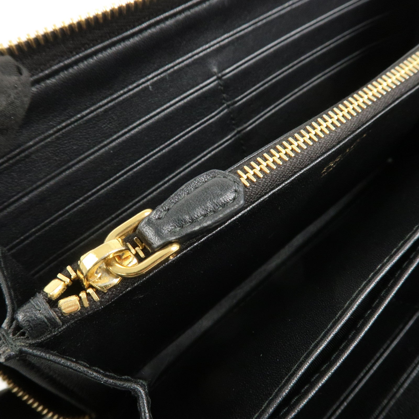 PRADA Vitello Move Leather Round Zippy Wallet Black 1ML506 Used