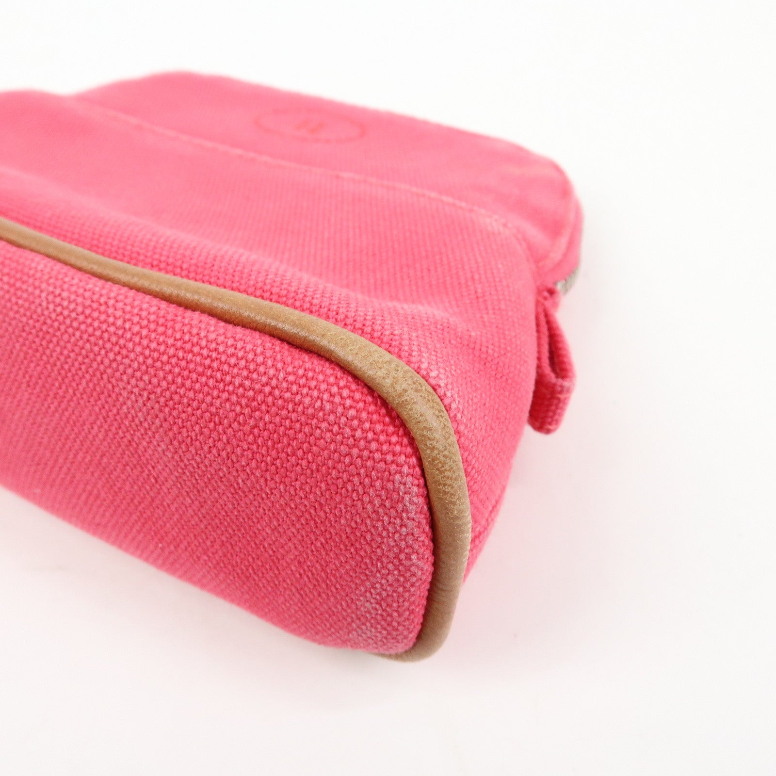 HERMES Set of 2 Bolide Mini 16 Canvas Leather Pouch Pink Grey