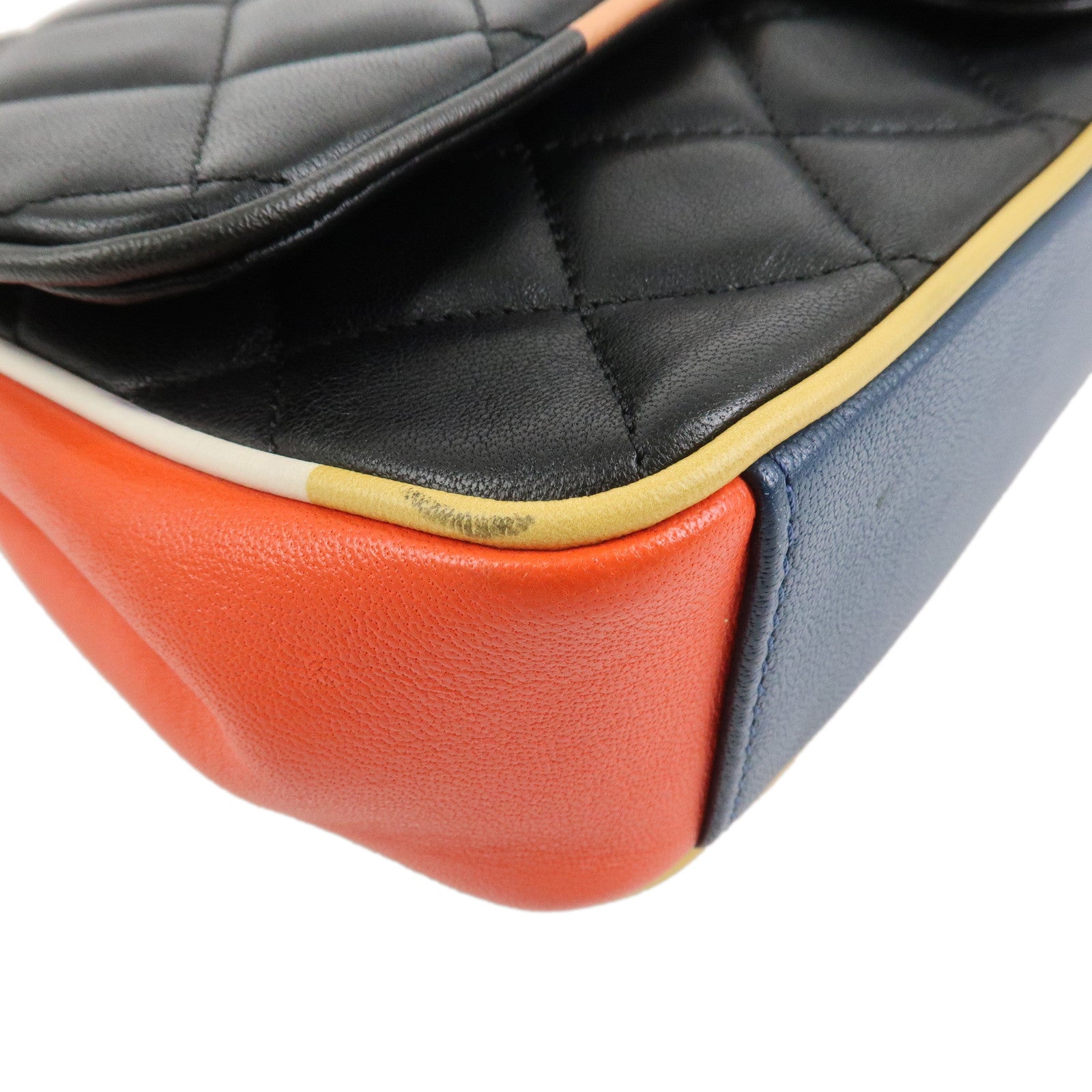 CHANEL Matelasse COCO Mark Lamb Skin Shoulder Bag Multicolor A93691