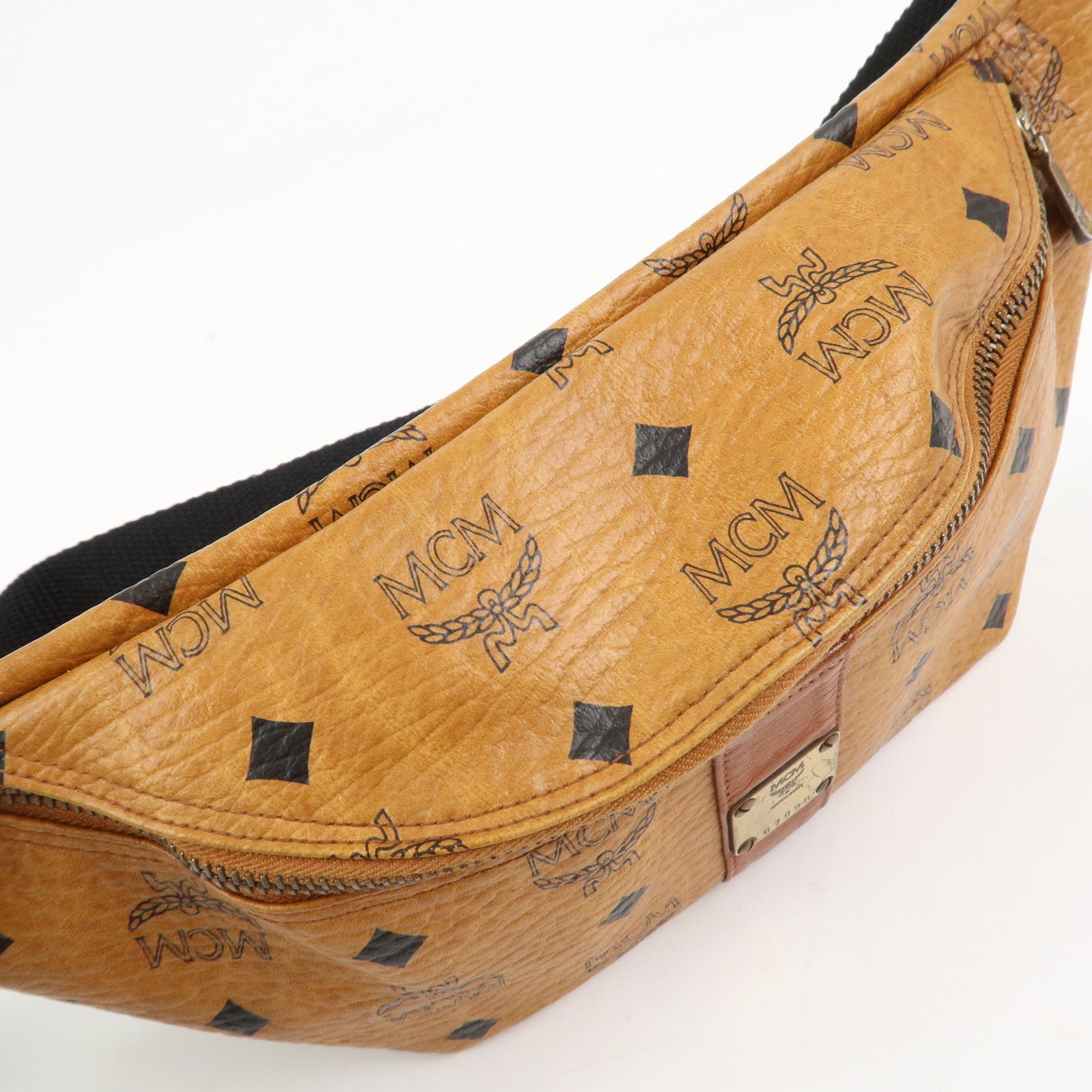 MCM Visetos Logo Leather Waist Bag Waist Pouch Crossbody Bag Brown
