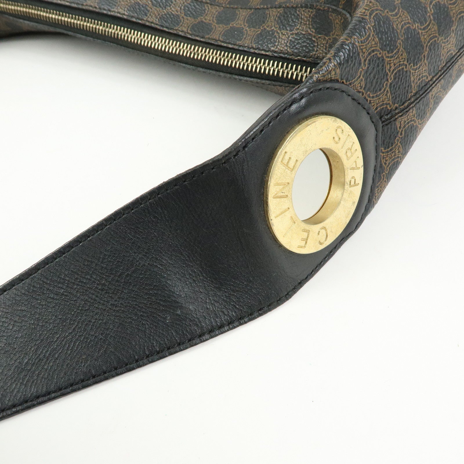 CELINE Macadam PVC Leather Shoulder Bag Crossbody Bag Black Brown