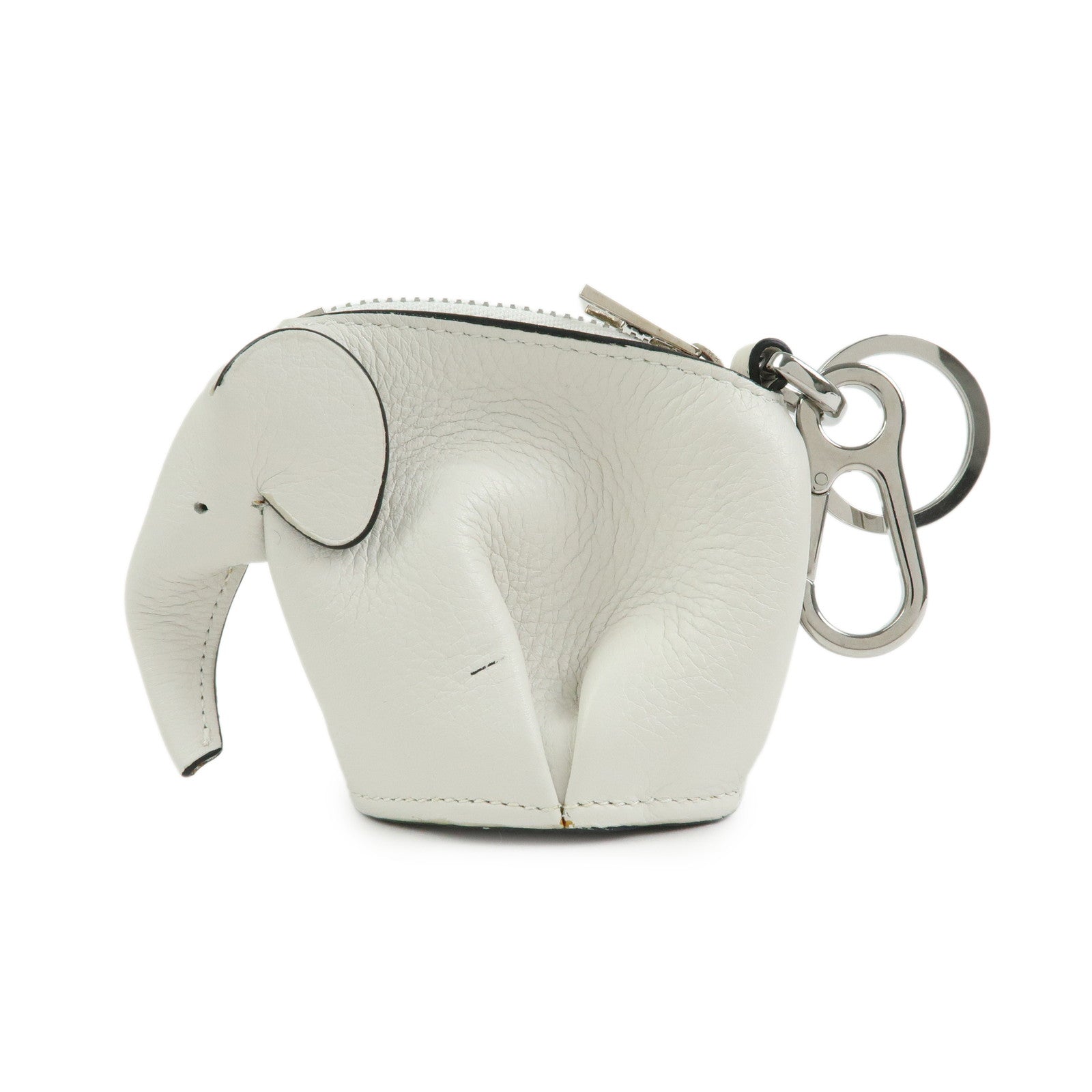 LOEWE Calf Leather Elephant Coin Case Coin Purse White