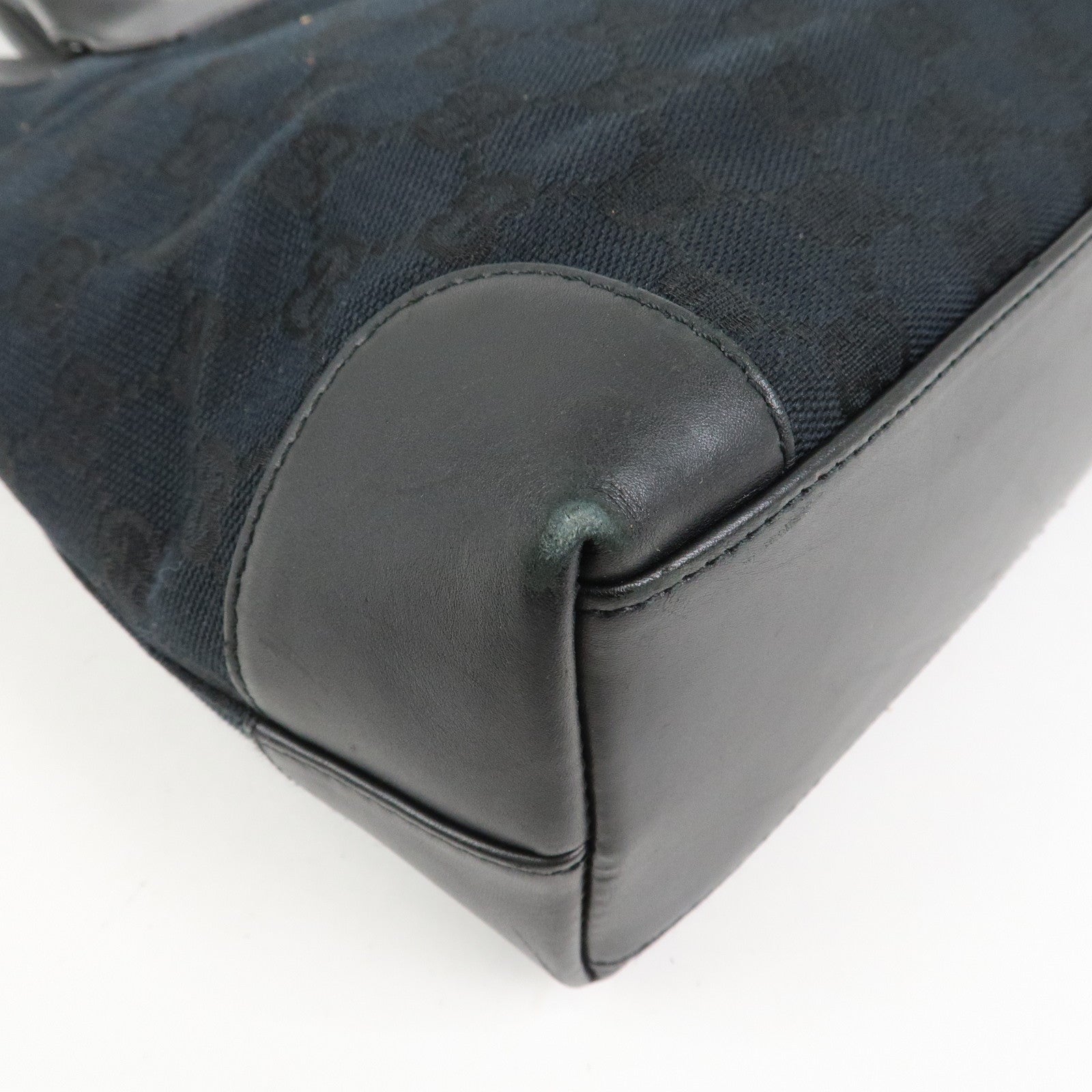 GUCCI GG Monogram Canvas Leather Tote Bag Hand Bag Black 002.1119