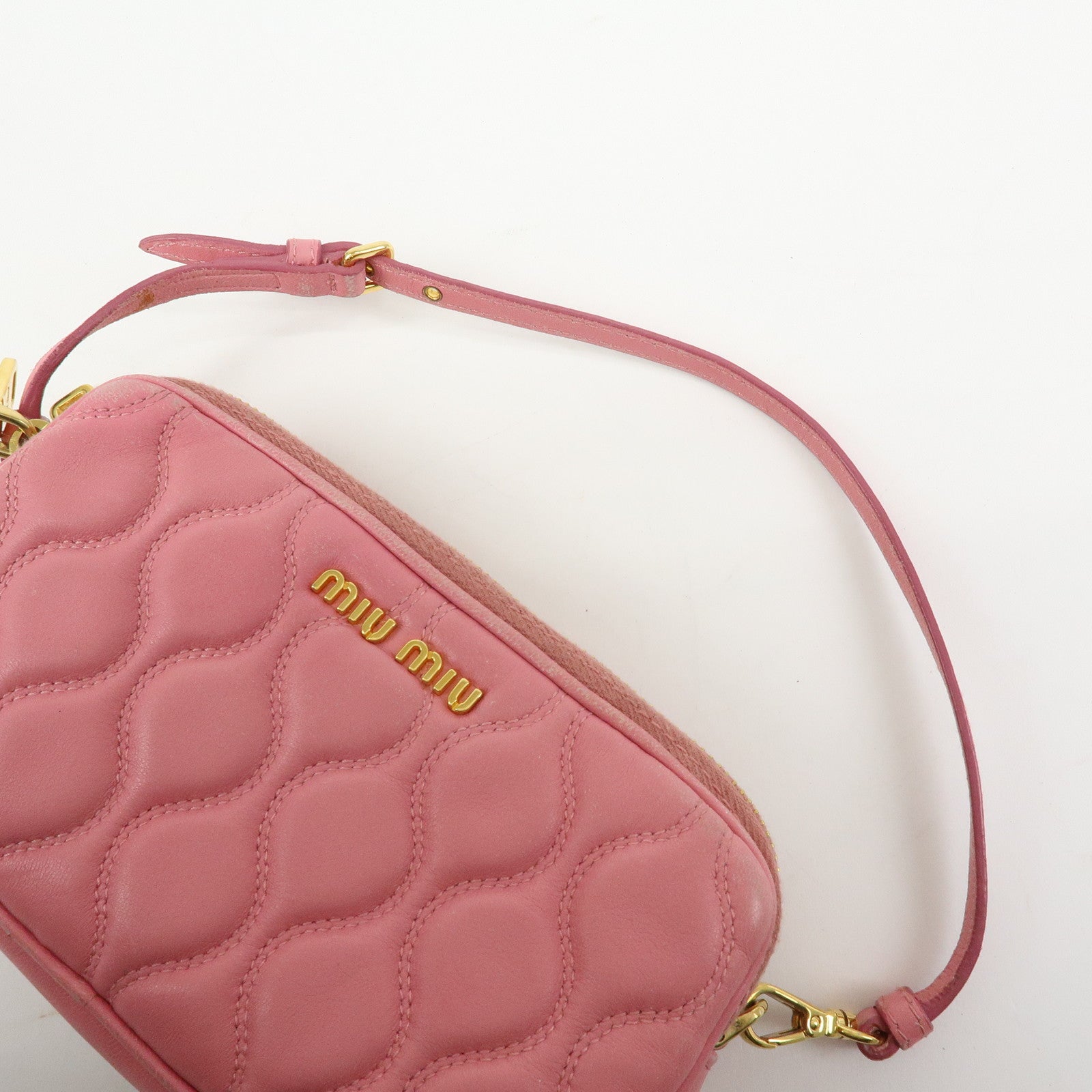 MIU MIU Nappa Leather Hand Bag Accessory Pouch Pink