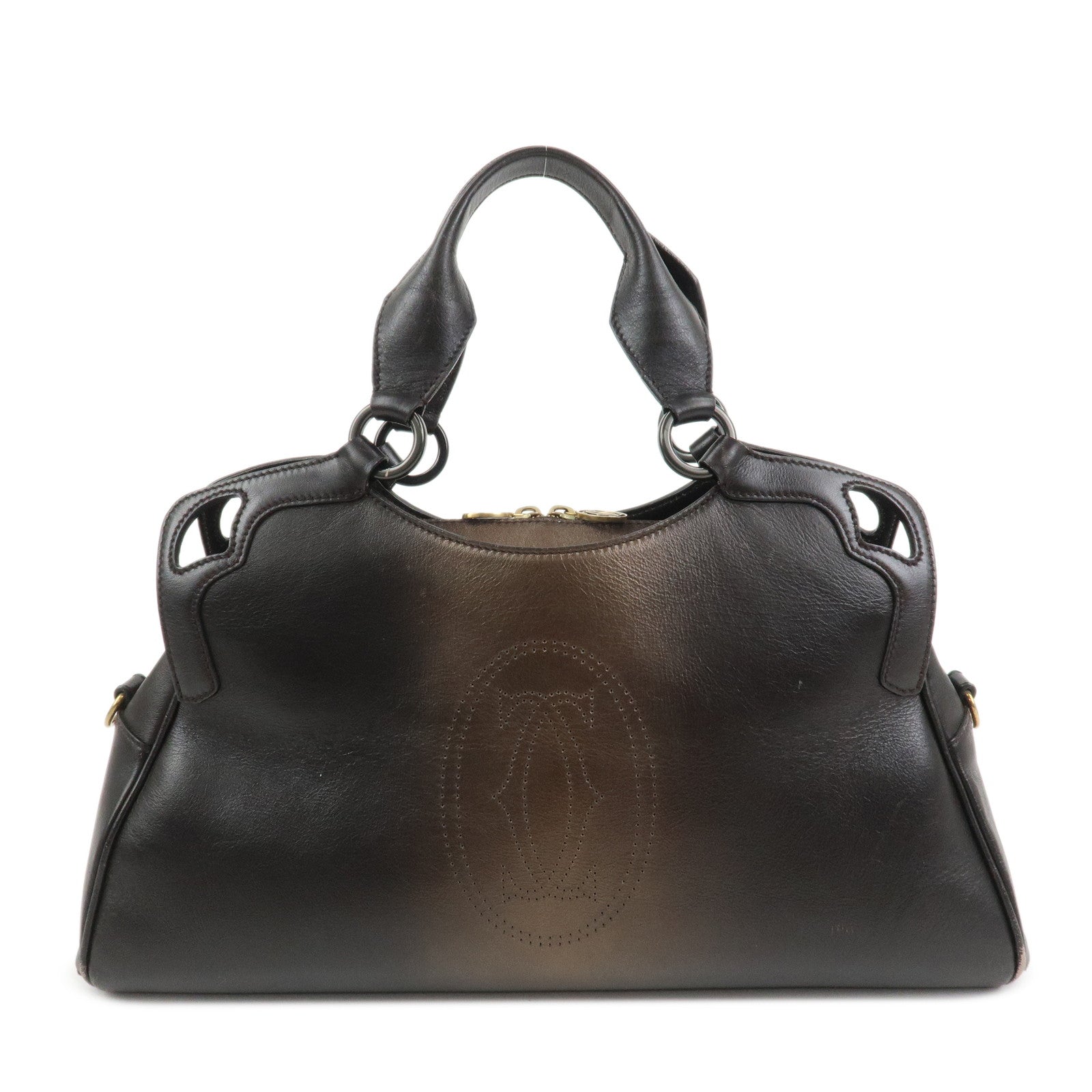 Cartier Marcello de Cartier Leather Hand Bag Dark Brown
