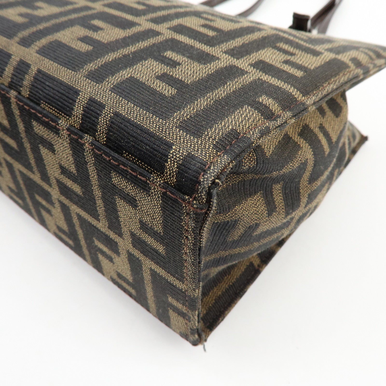 FENDI Zucca Canvas Leather Shoulder Bag Tote Bag Brown 09158081992
