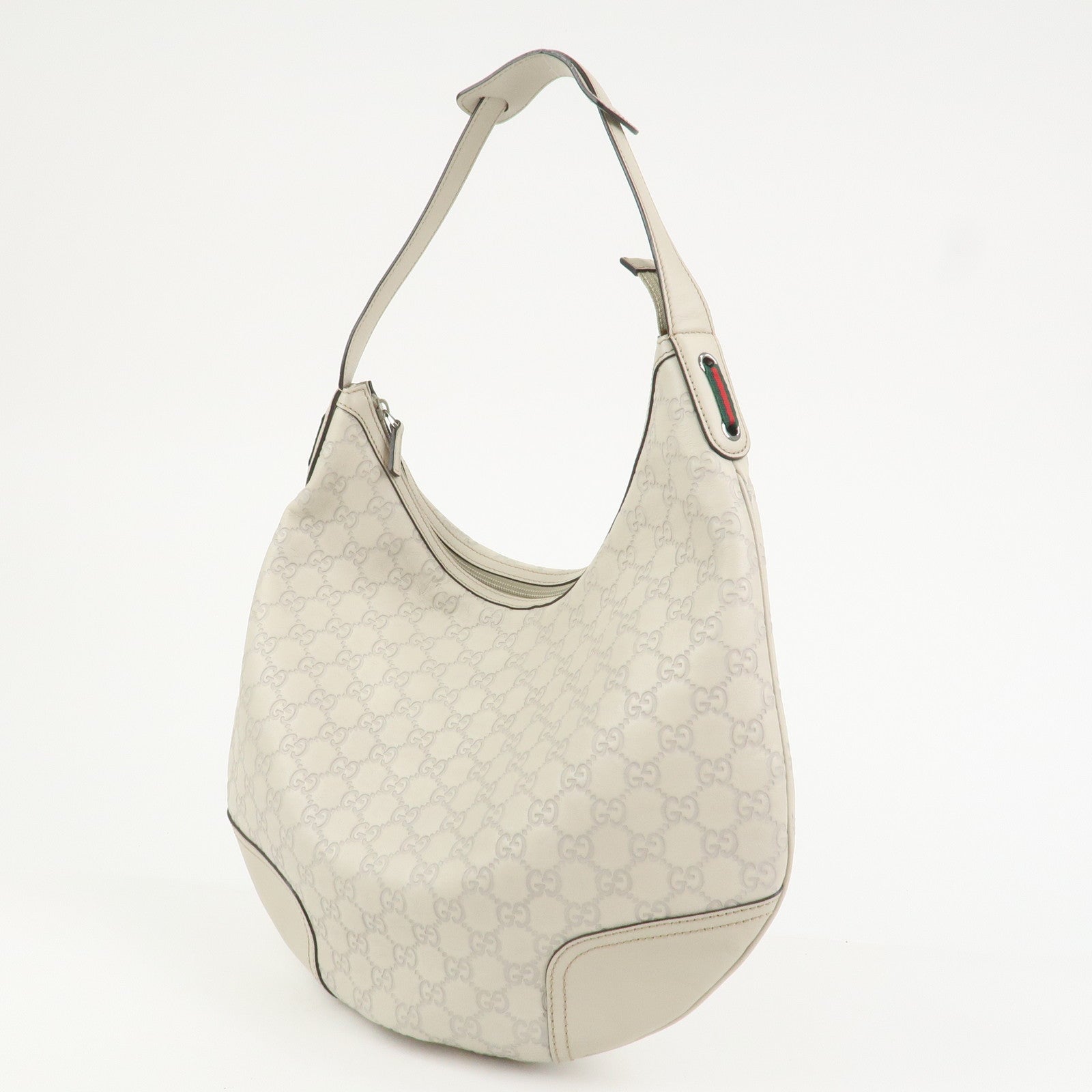 GUCCI Sherry Guccissima Leather Shoulder Bag Hand Bag Ivory 293596