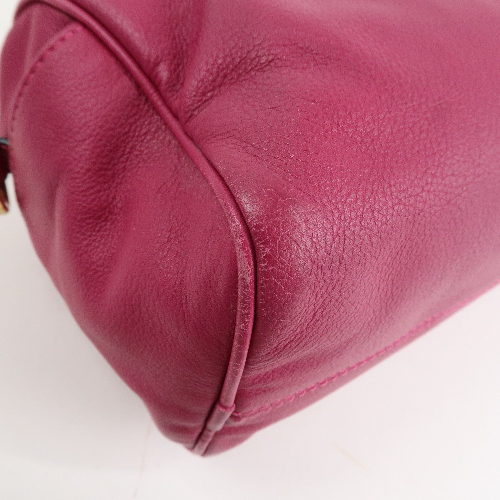 LOEWE Anagram Leather 2WAY Hand Bag Shoulder Bag Hot Pink Used