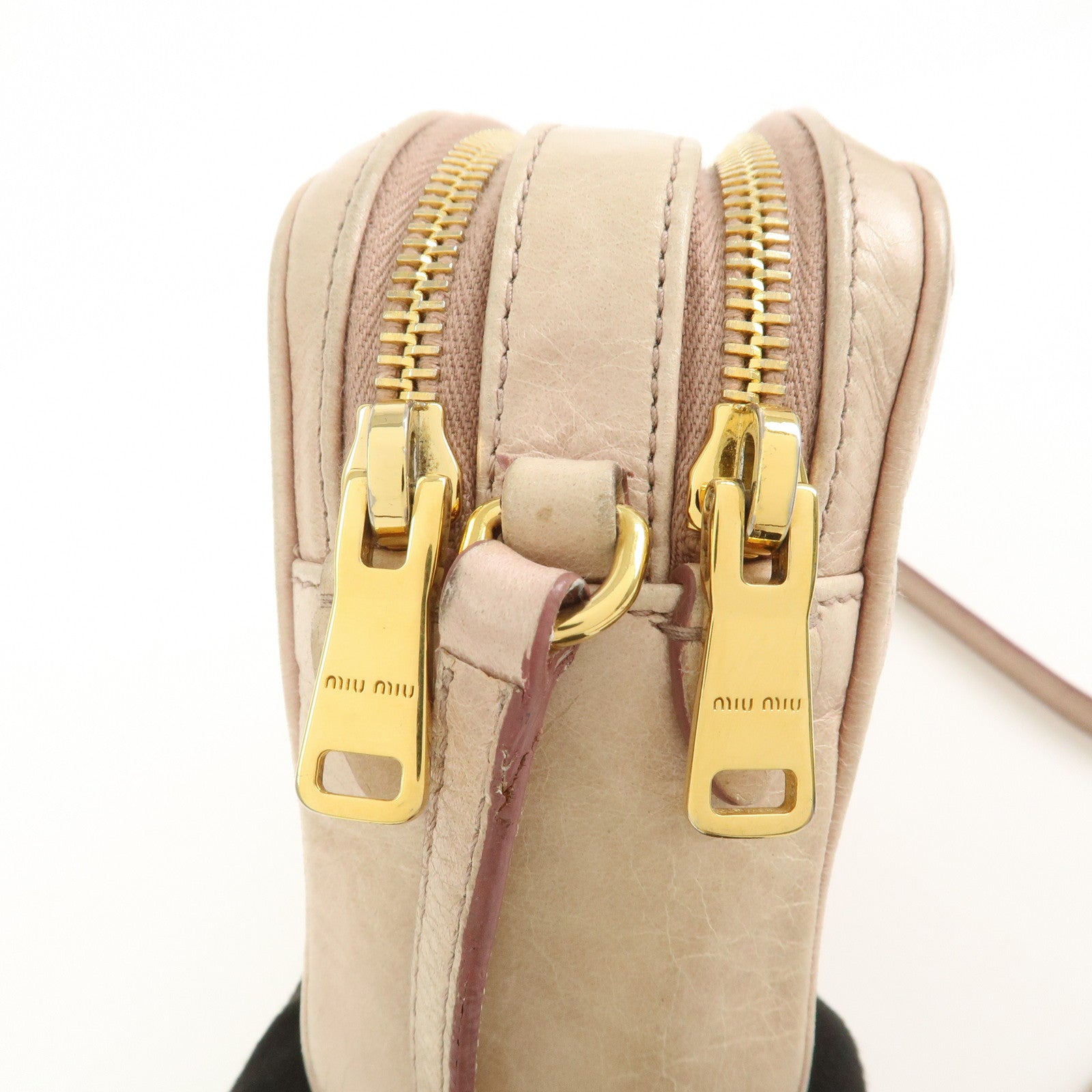 MIU MIU Leather Shoulder Bag Crossbody Bag Light Pink 5BH543