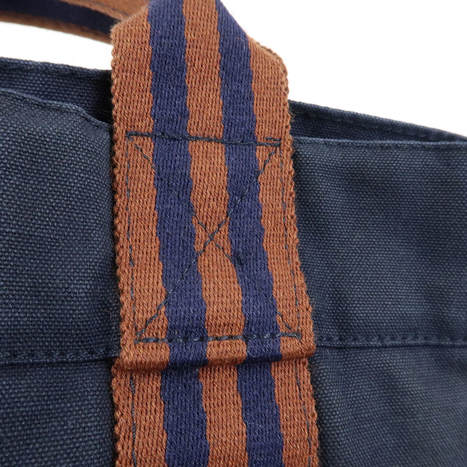 HERMES Fourre Tout Canvas PM Tote Bag Hand Bag Navy