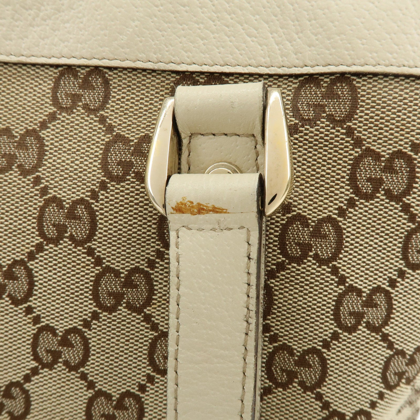 GUCCI Abbey GG Canvas Leather Tote Bag Hand Bag Beige Ivory 141471