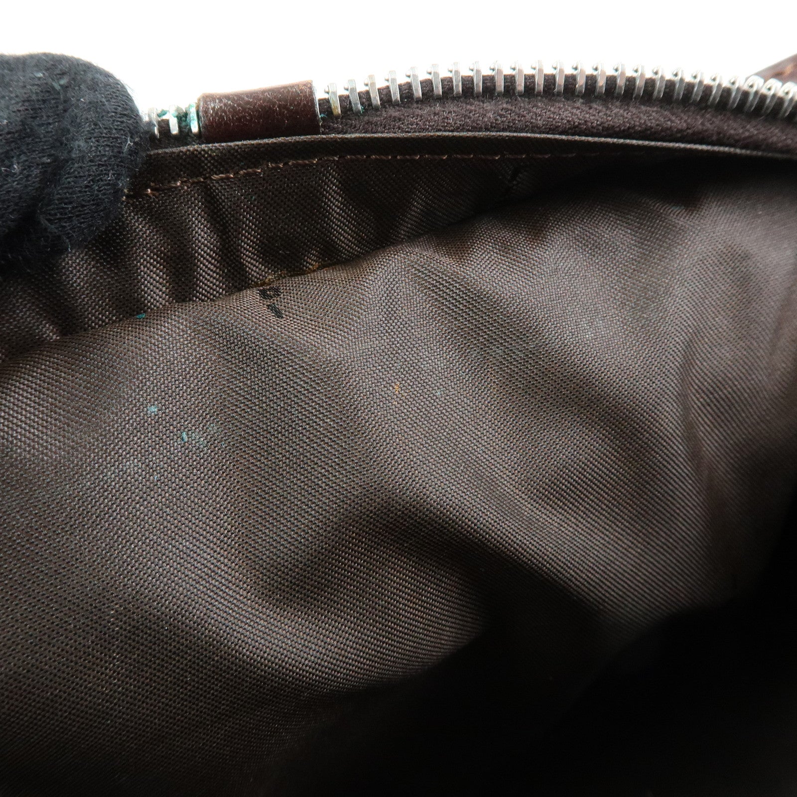 FENDI Zucca Jacquard Canvas Leather Top Handle Hand Bag Brown