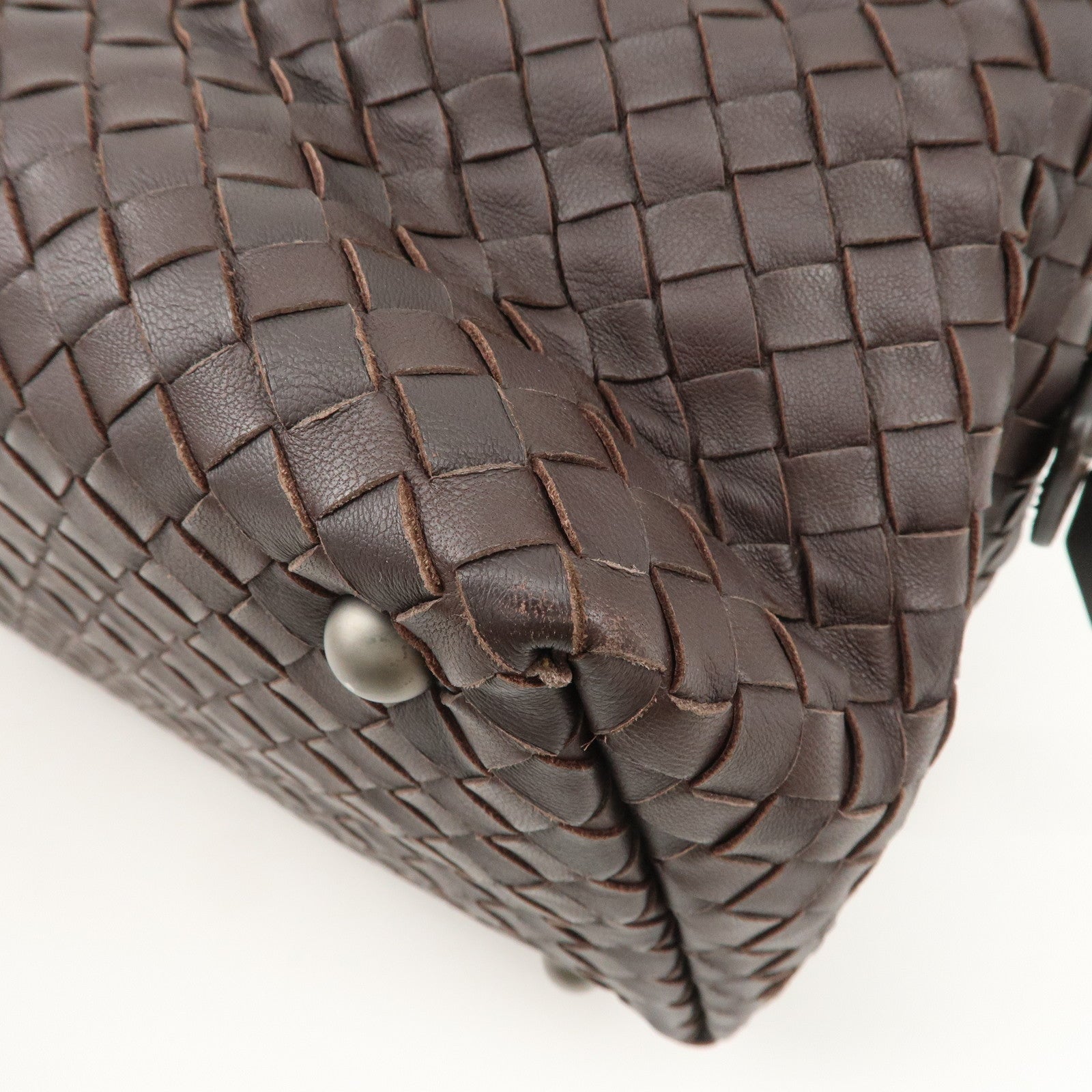 BOTTEGA VENETA Intrecciato Montaigne Leather Boston Bag Brown 173398 Used