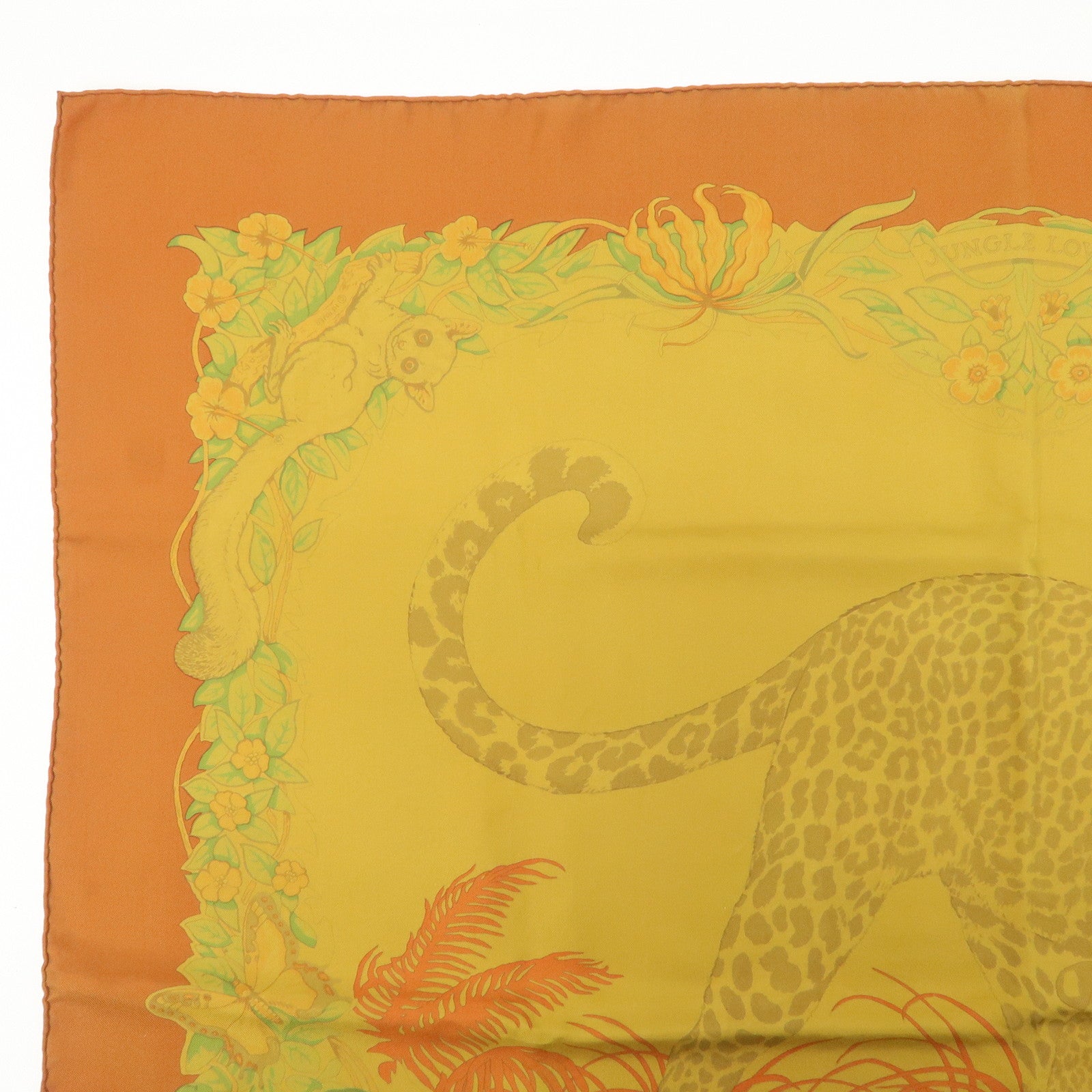 HERMES Carre 90 Silk 100% Scarf DIP DYE JUNGLE LOVE Yellow