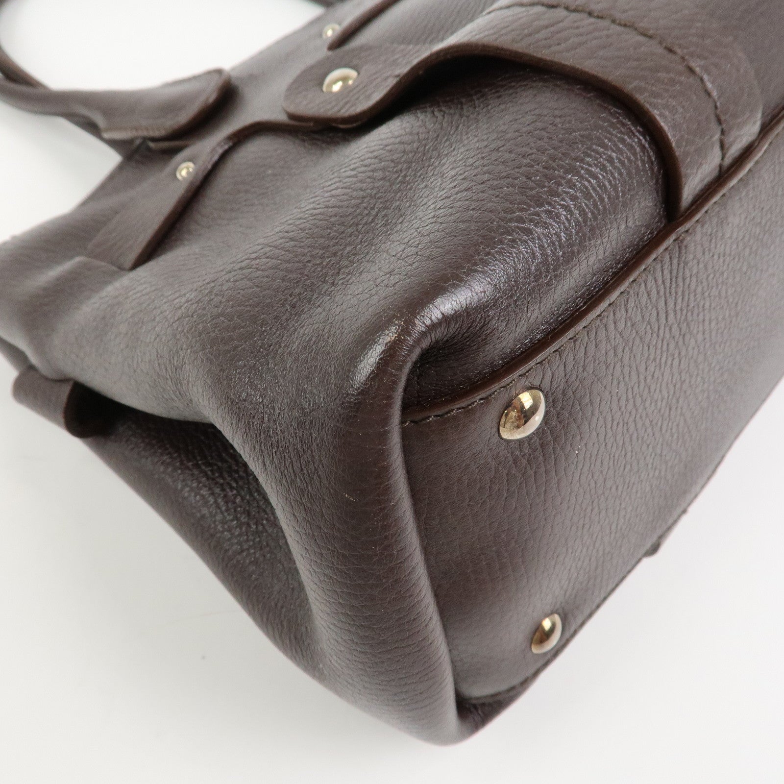 Ferragamo Logo Leather Tote Bag Shoulder Bag Brown