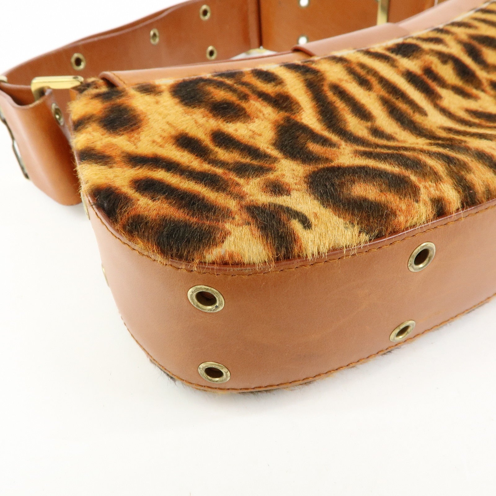 Christian Dior Street Chic Unborn Calf Leather Hand Bag Leopard