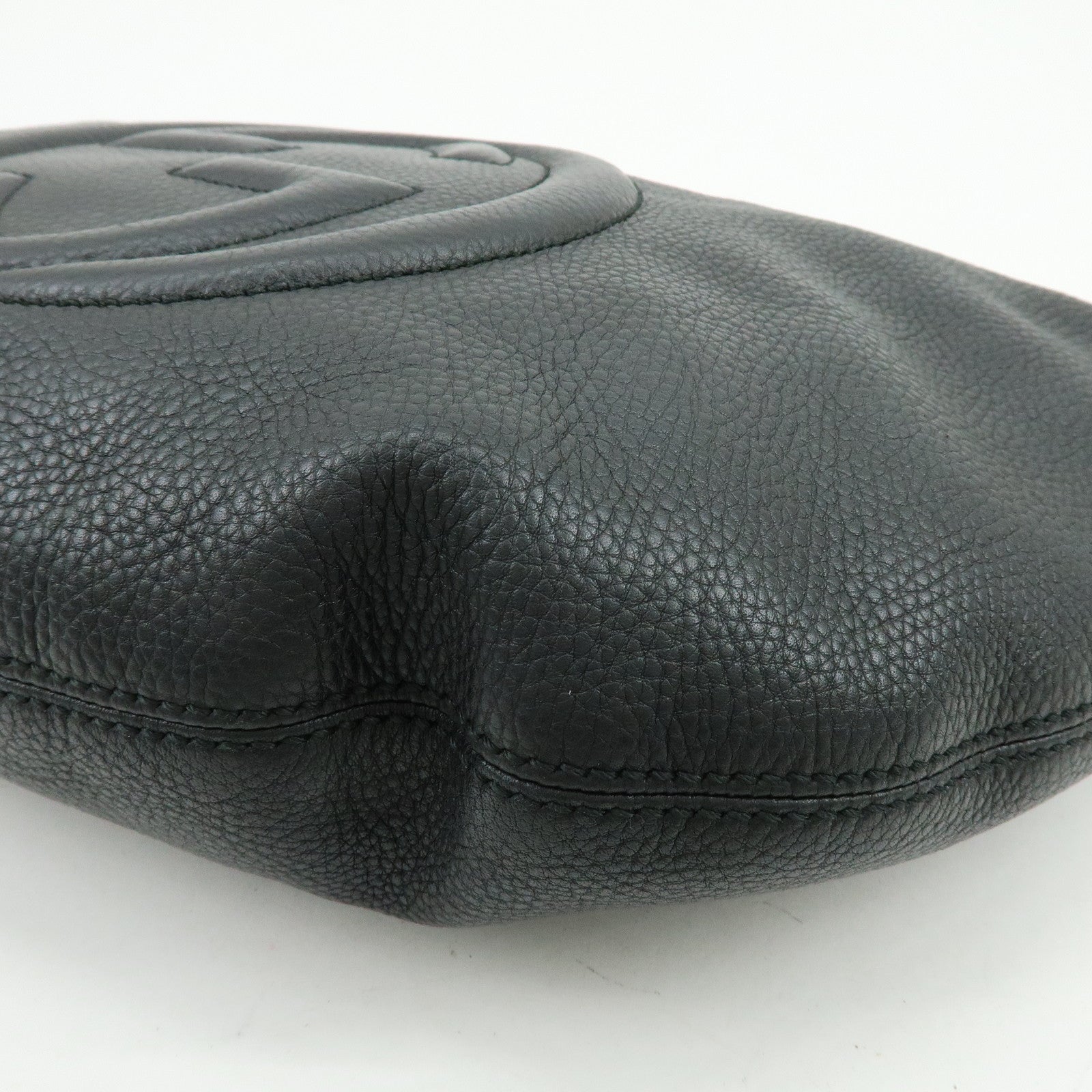 GUCCI SOHO Interlocking G Leather Shoulder Bag Black 295175