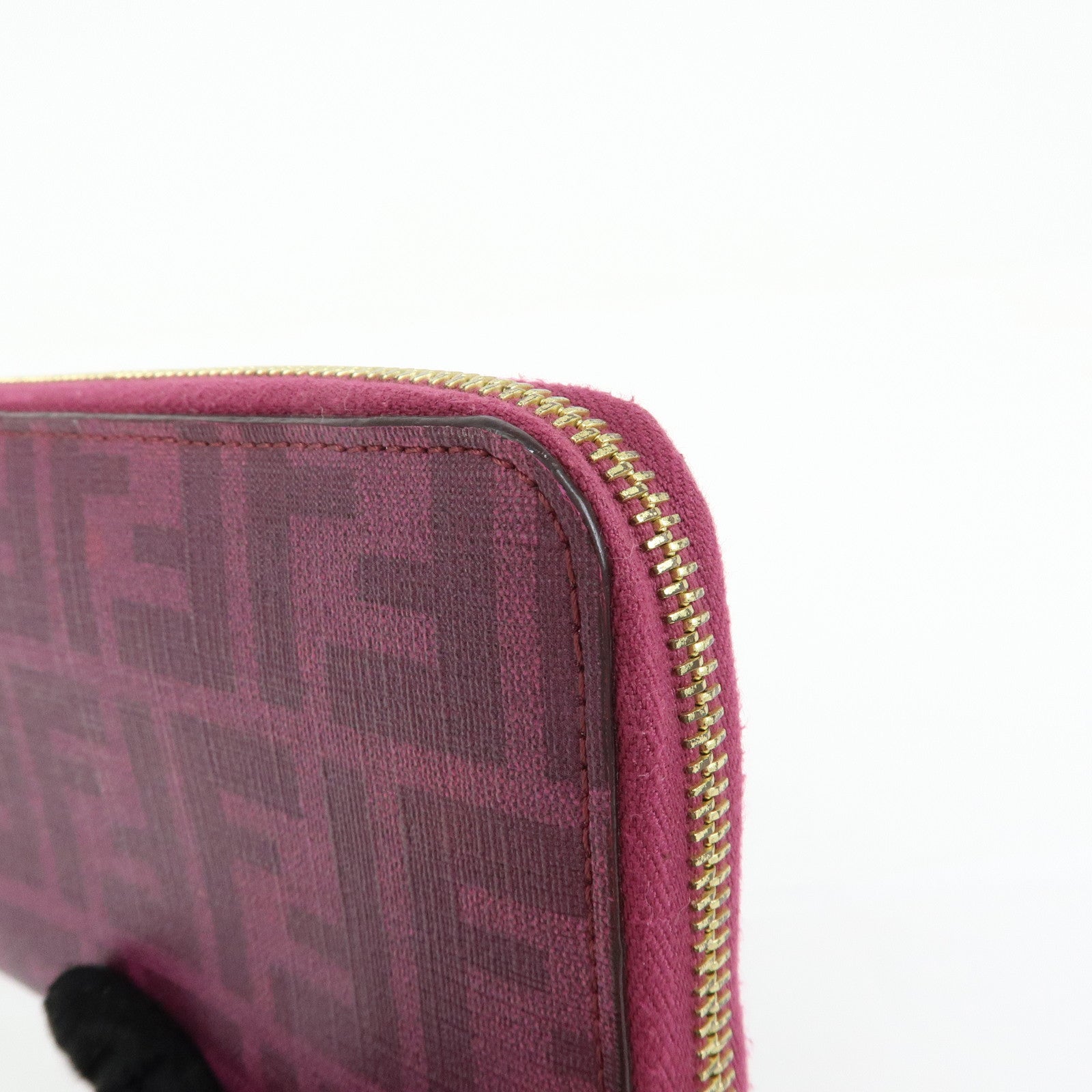FENDI Zucca PVC Long Wallet Rose Ladybug Motif Purple 8M0024