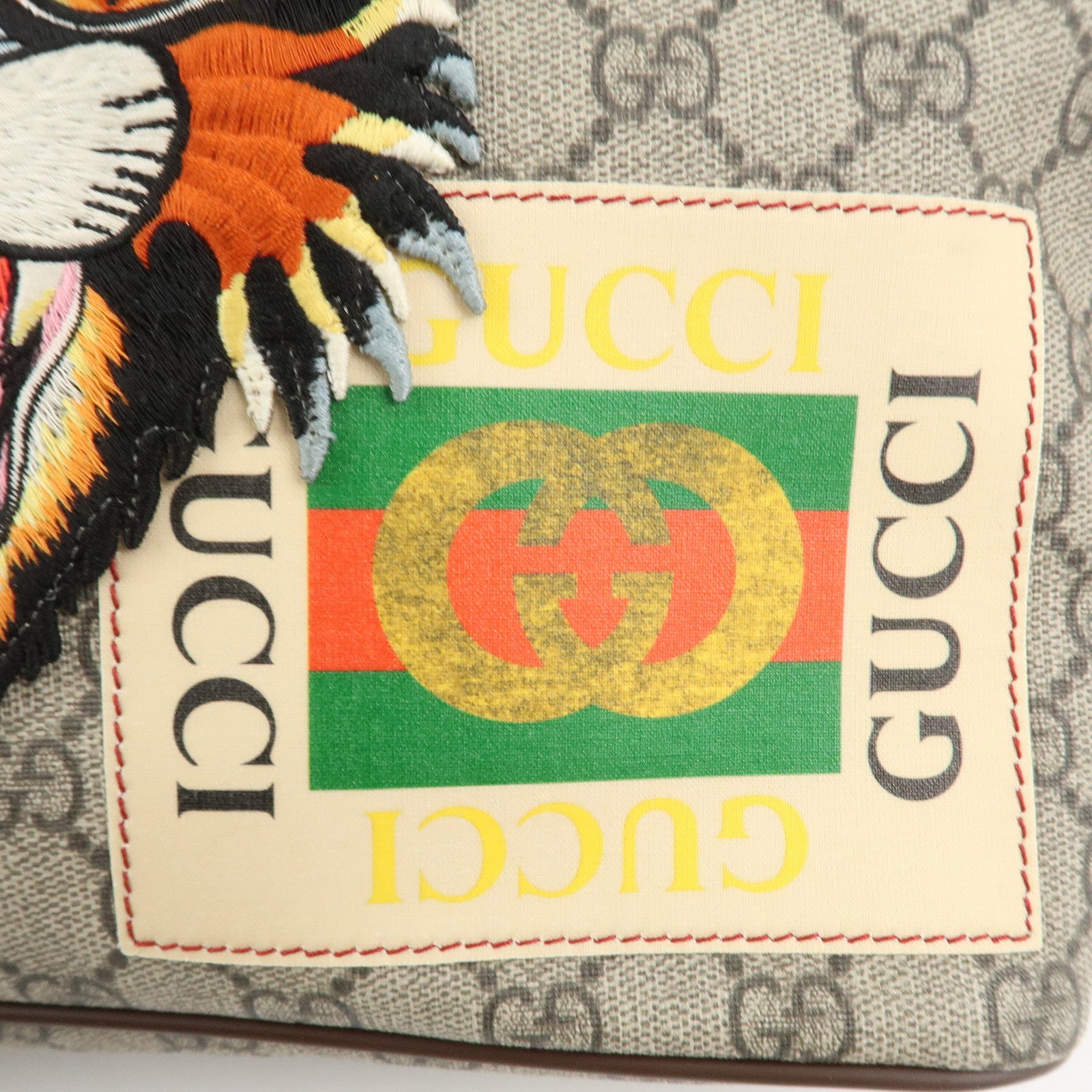 GUCCI GG Supreme Canvas Leather 2WAY Tote Bag Beige Brown 474085 Used