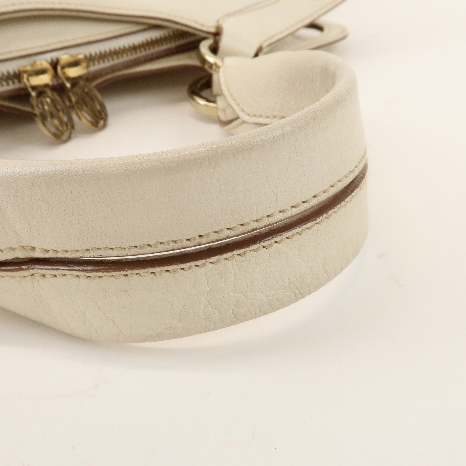 Cartier Must Line Marcello Leather 2Way Hand Bag Tote Bag White