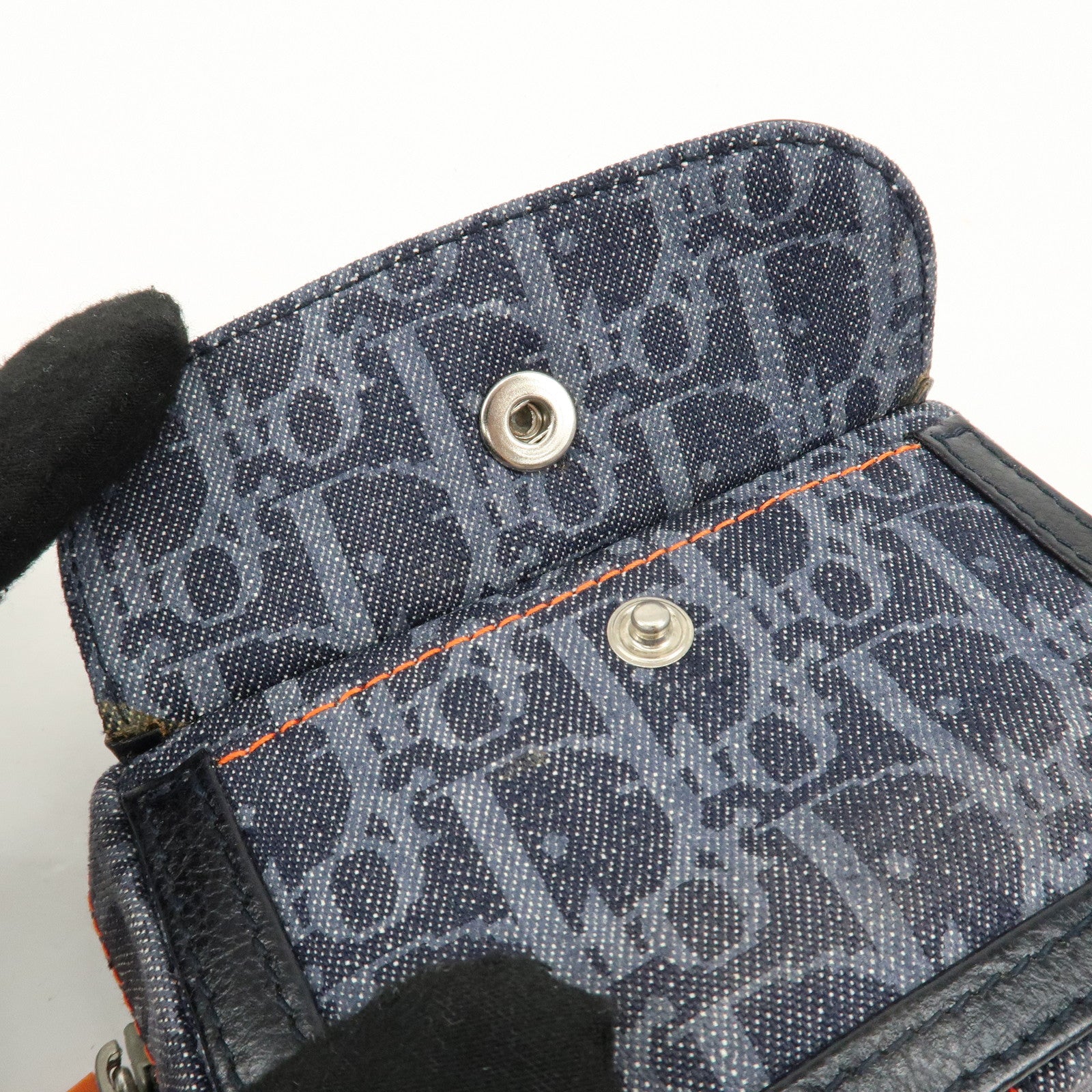 Christian Dior Trotter Denim Canvas Leather Flight Pouch Navy