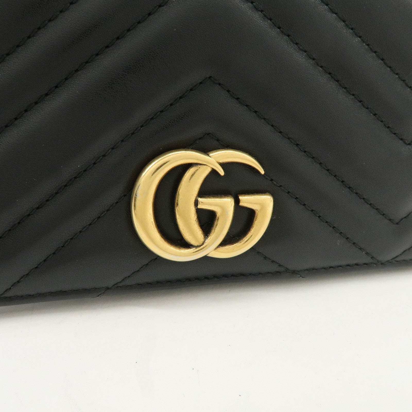 GUCCI GG Marmont Leather Chain Shoulder Bag Black 488426