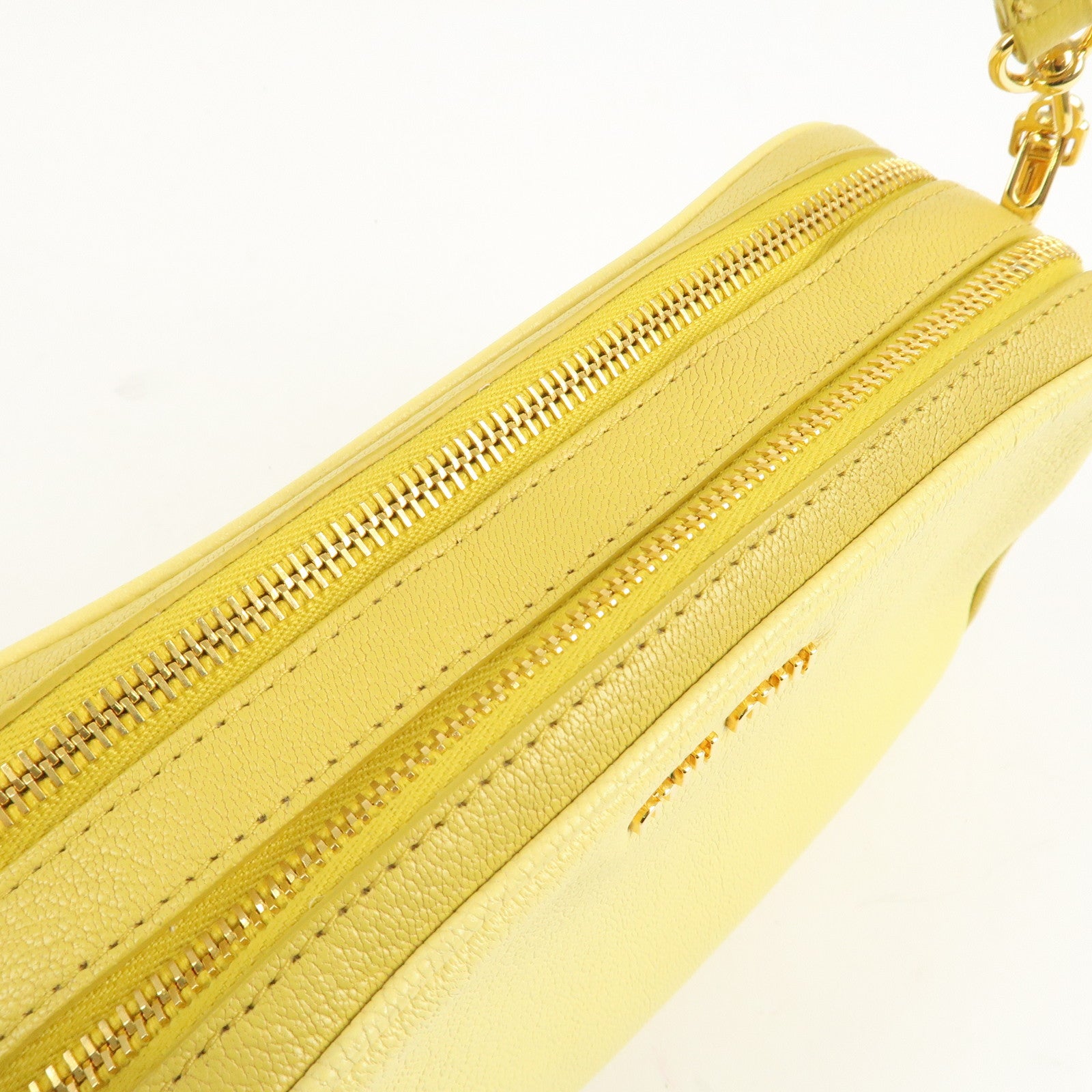 MIU MIU Leather MADRAS BICOLORE Shoulder Bag Yellow RT0539 Used