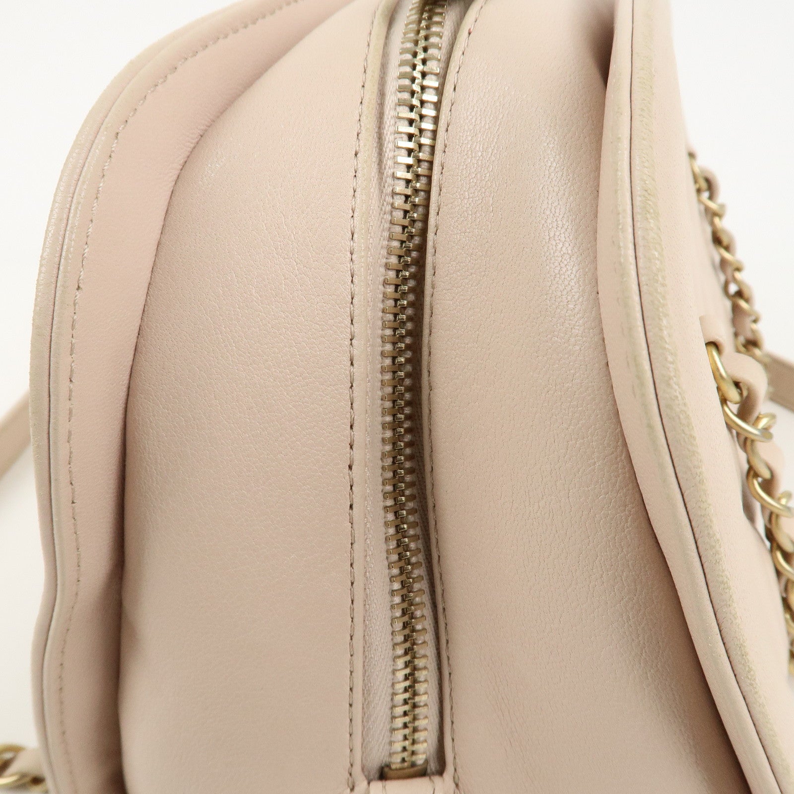 CHANEL Matelasse Lamb Skin Chain Shoulder Bag Pink Beige