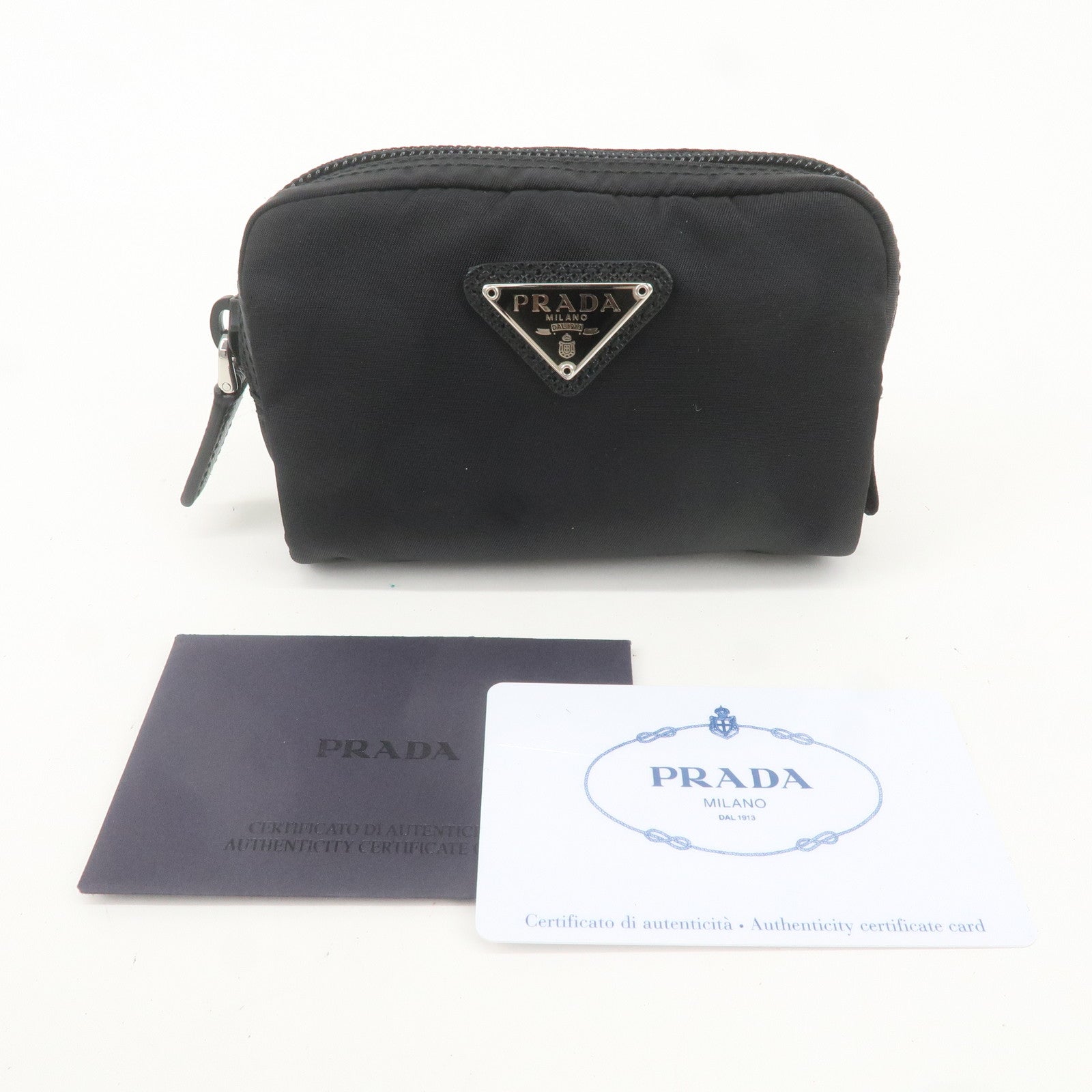 PRADA Nylon Leather Pouch Mini Case Black 1NA339