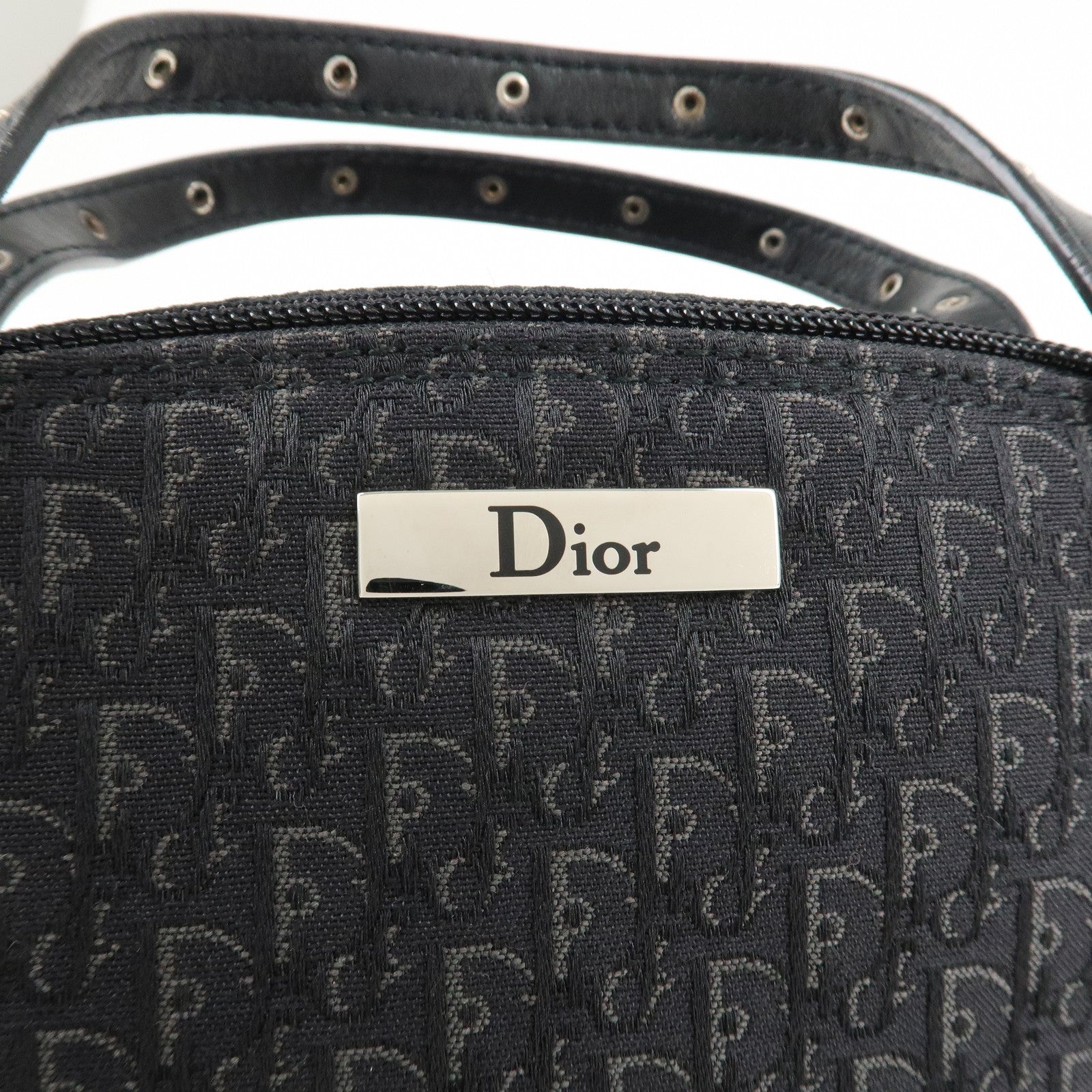 Christian Dior Trotter Canvas Leather Shoulder Bag Hand Bag Black