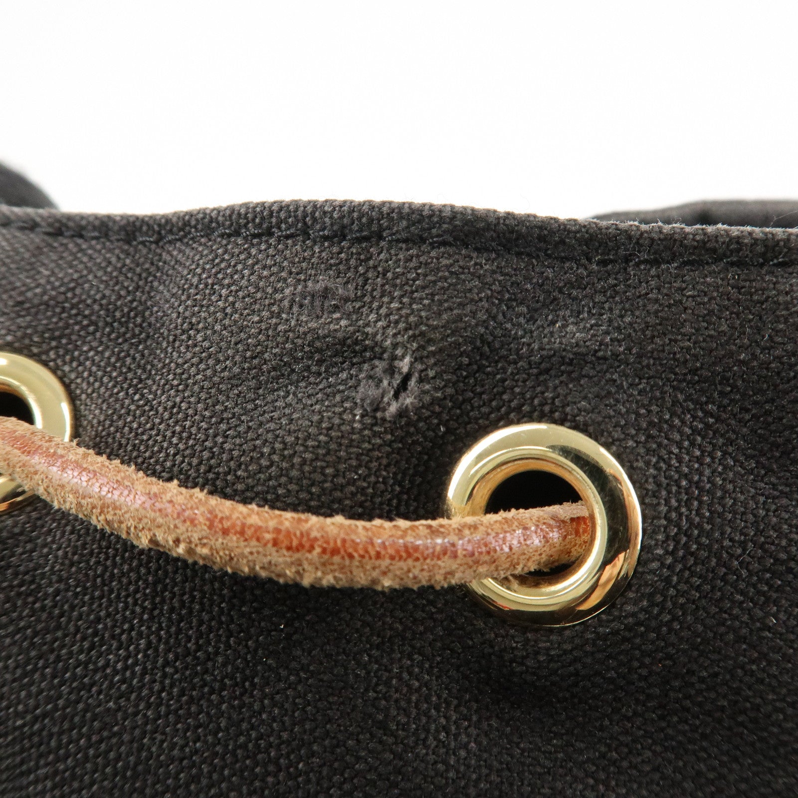 HERMES Cotton Canvas Leather  Polochon Mimile PM Black Used