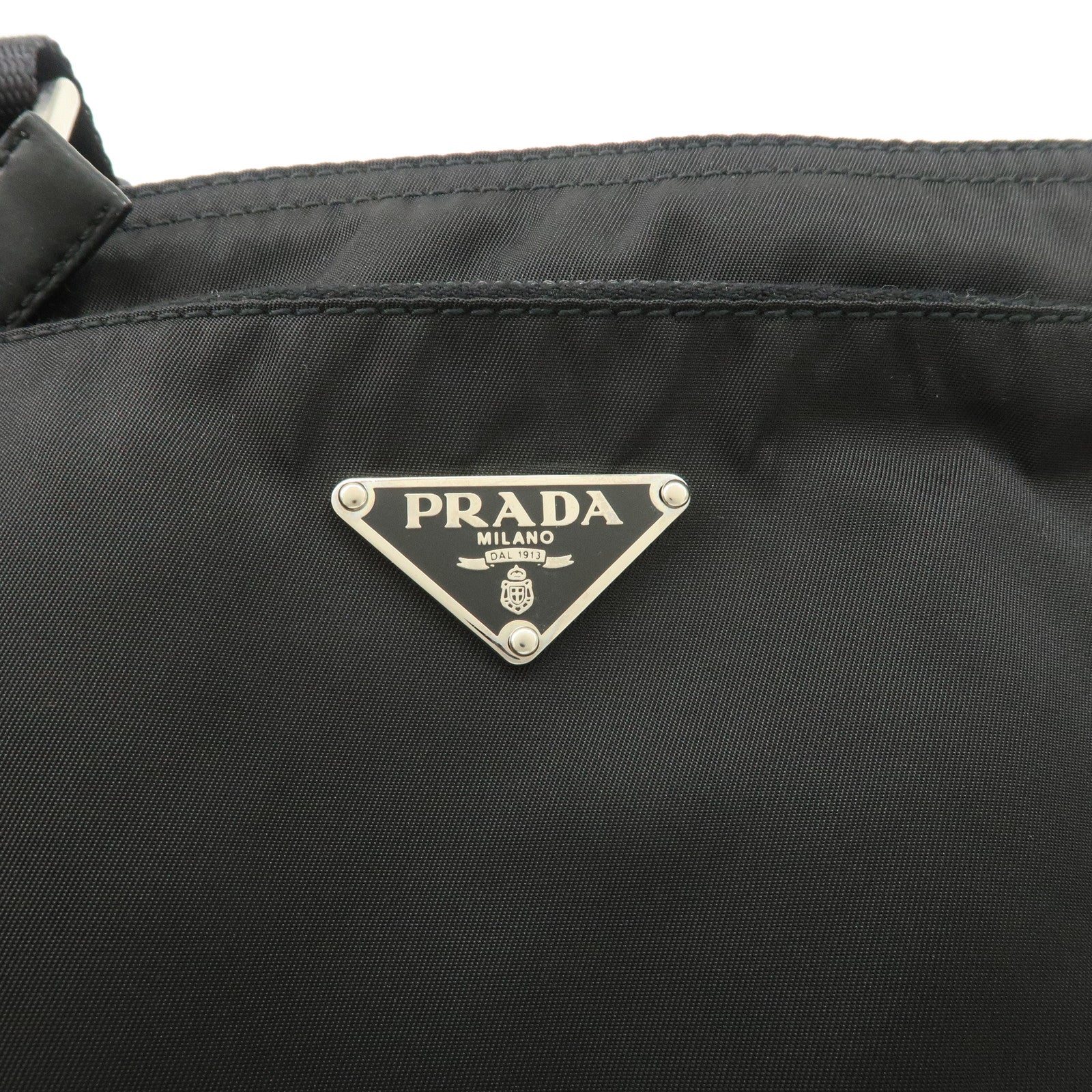 PRADA Triangle Logo Nylon Leather Shoulder Bag Crossbody Bag Black Used