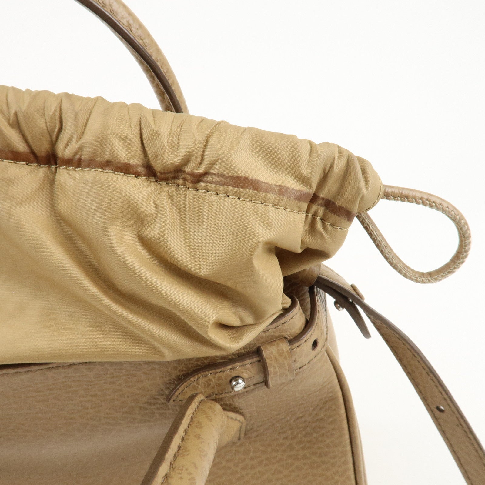 Maison Margiela Leather Drawstring 2Way Bag Hand Bag Beige