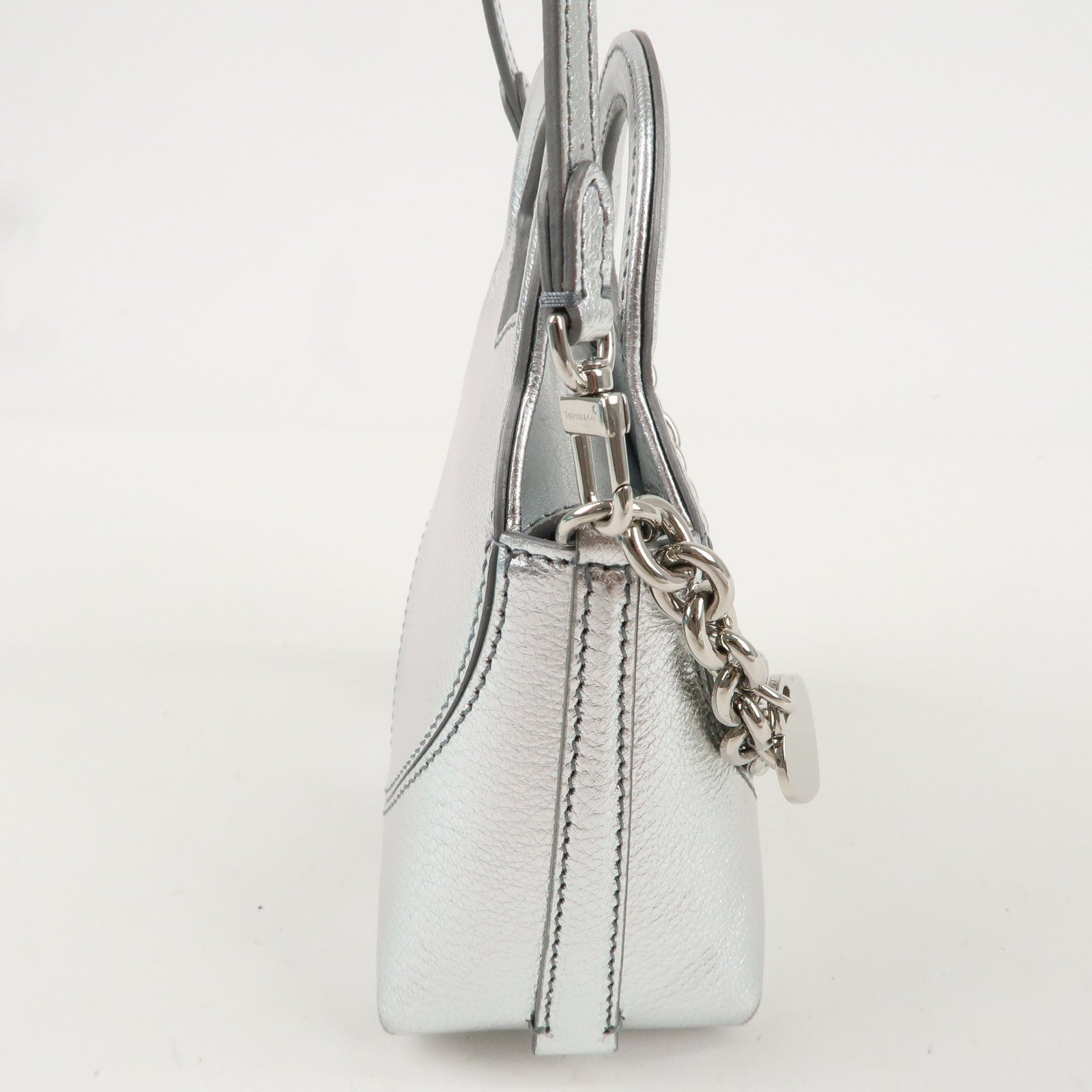 Tiffany&Co. Leather Return to Tiffany Micro Tote Bag SIlver