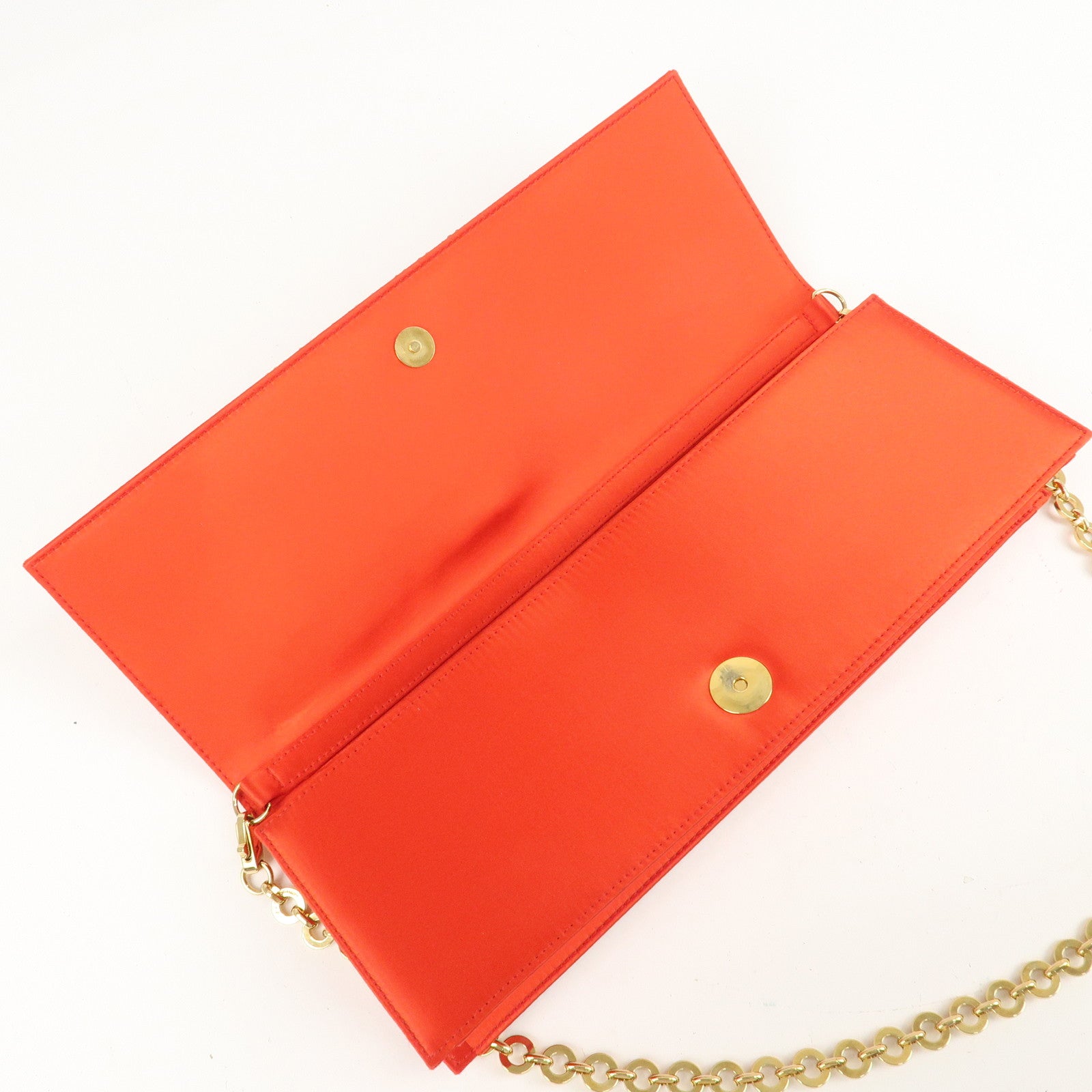 Ferragamo Nylon Rhinestone 2Way Bag Chain Shoulder Bag Red