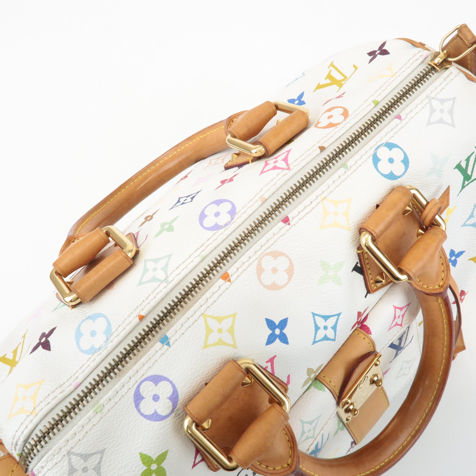Louis Vuitton Monogram Multicolor Speedy 30 Hand Bag Blanc M92642 Used