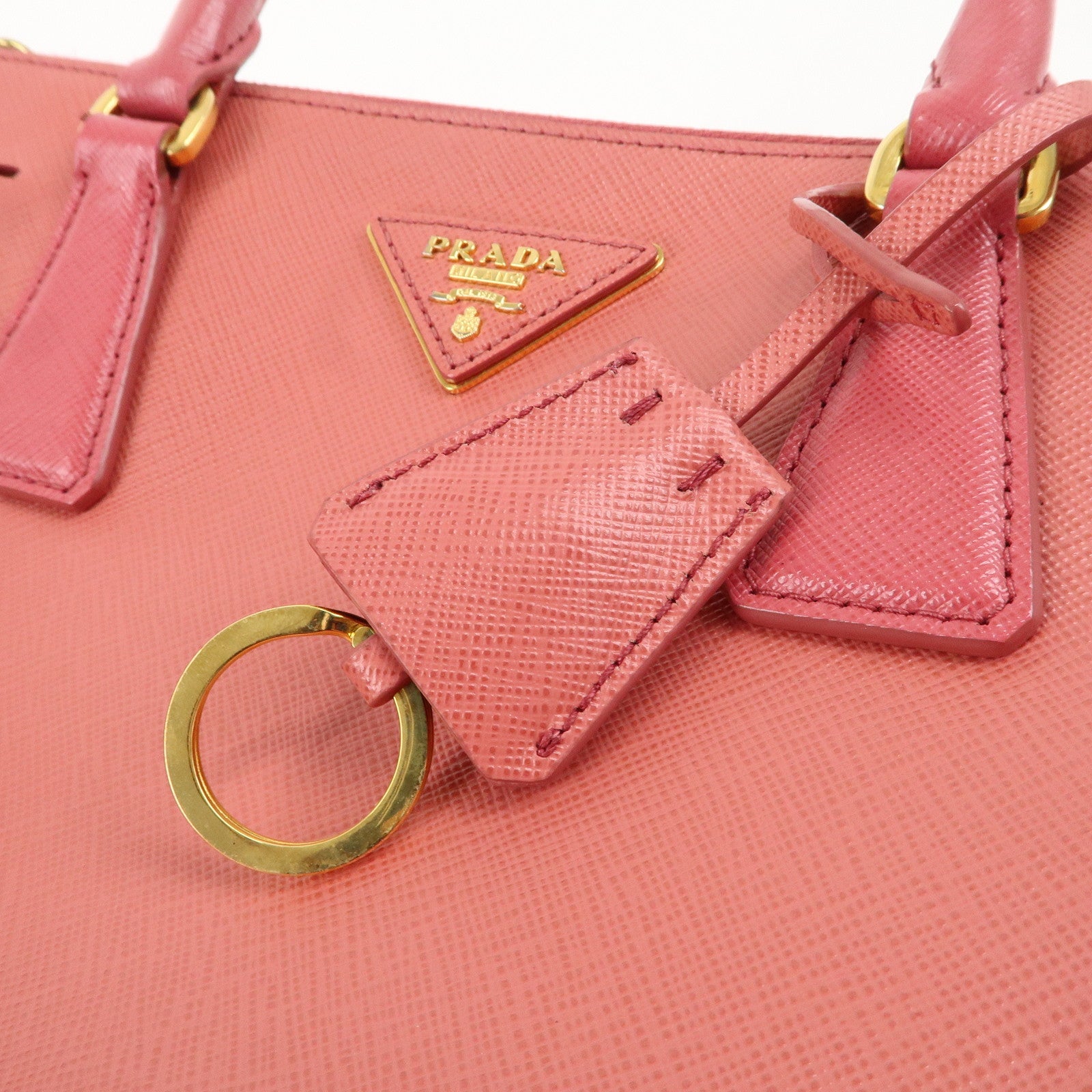 PRADA Logo Saffiano Leather 2WAY Bag Hand Bag Shoulder Bag Pink